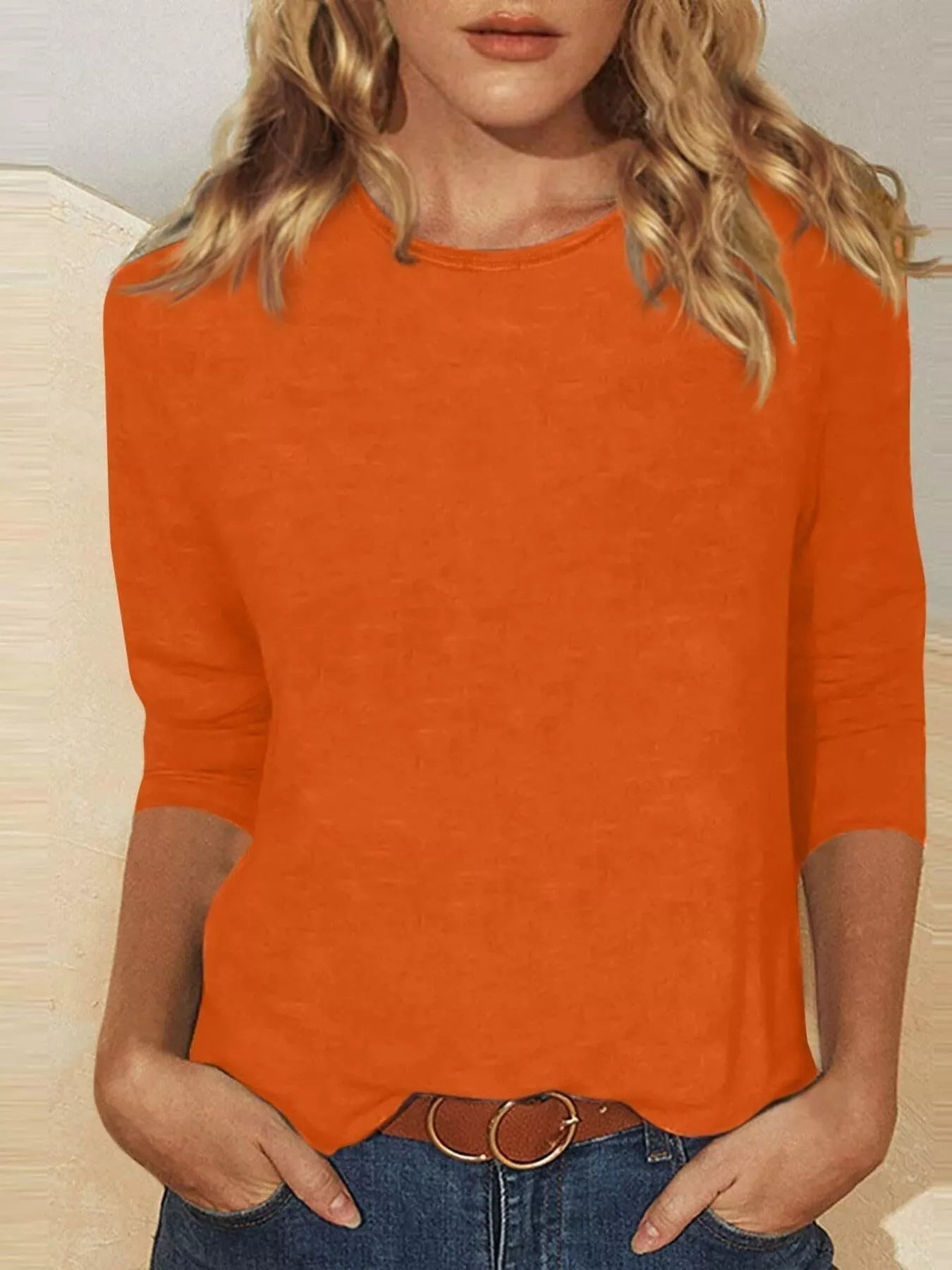 Solid Color Round Neck T-Shirt