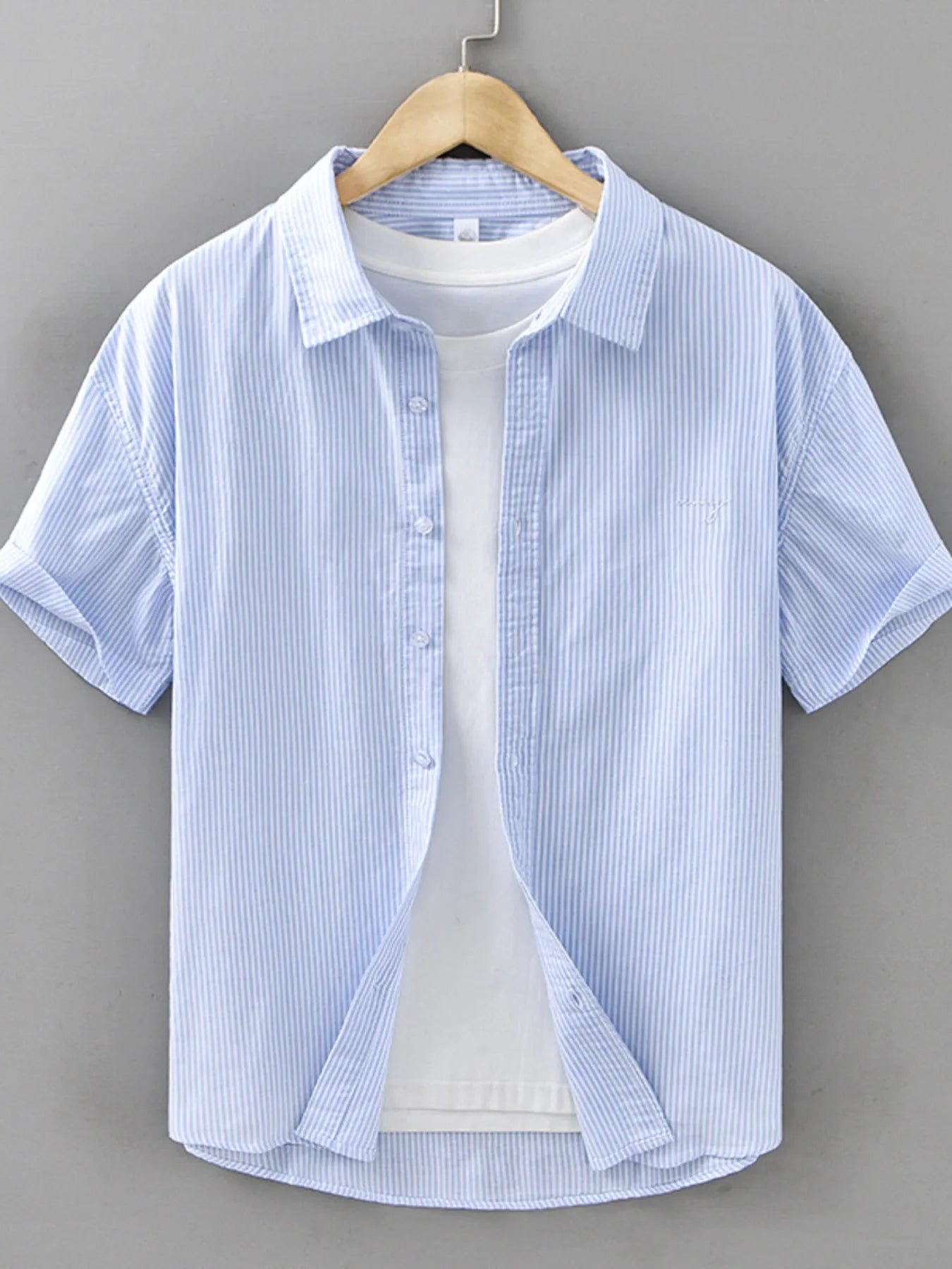 Men's Plus Size Classic Striped Short Sleeve Shirt