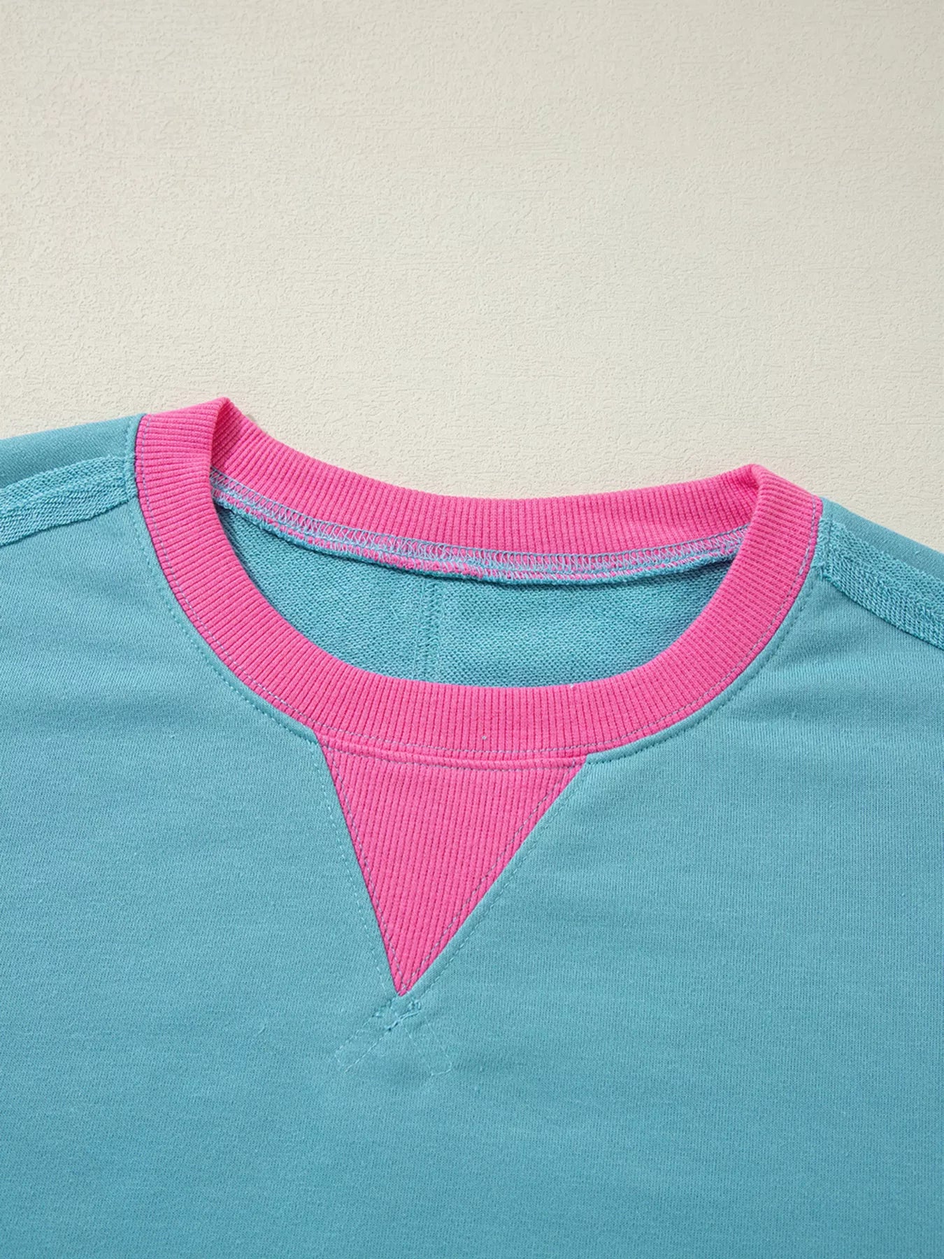 Colorblock Patchwork Crew Neck Loose Sweatshirt