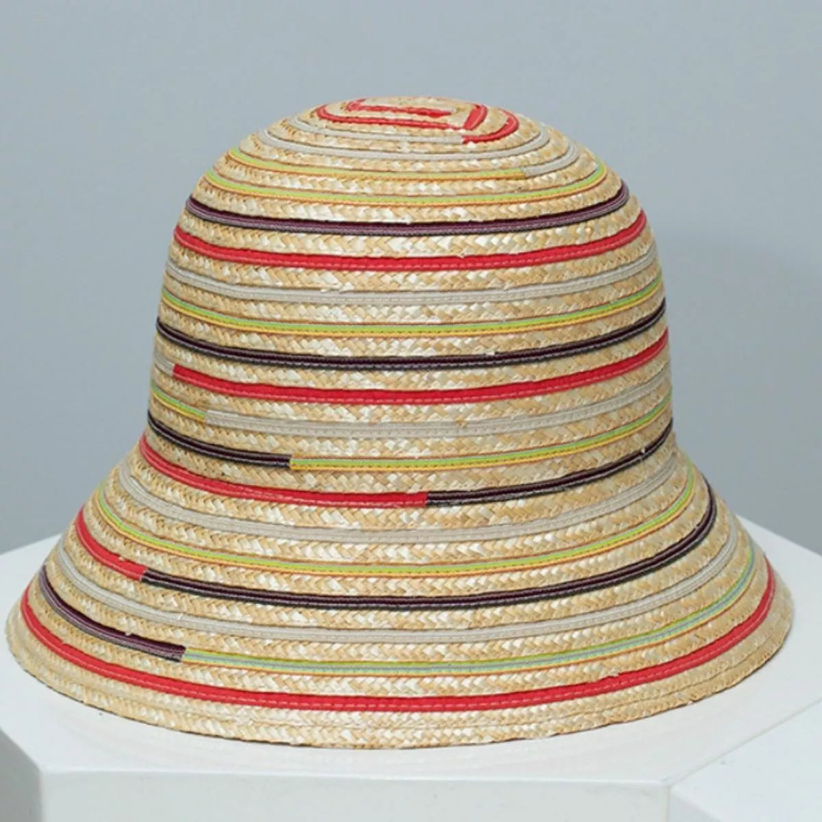 Striped Straw Bucket Hat