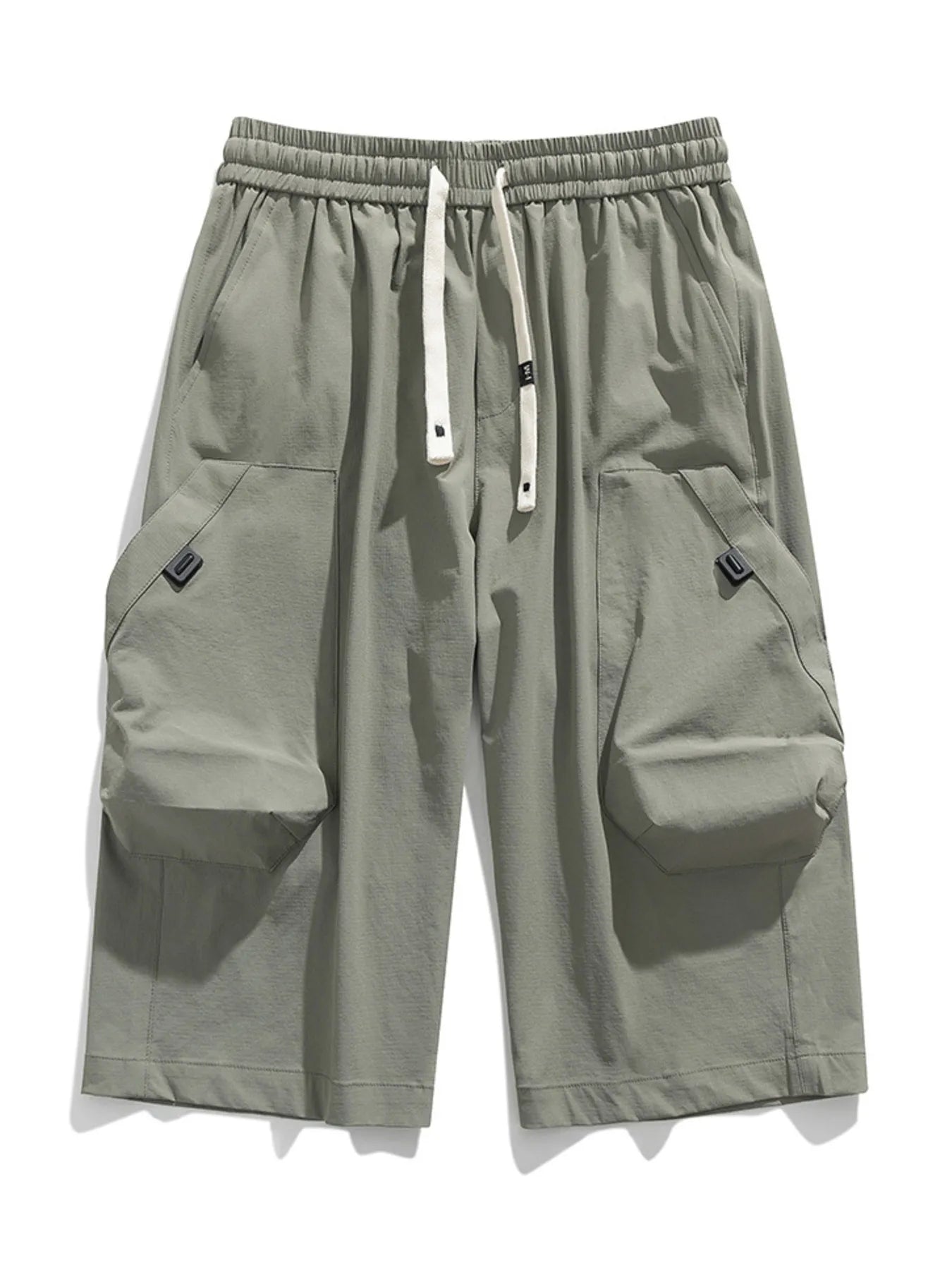 Men's Plus Size Casual Cargo Capris with Drawstring Waist