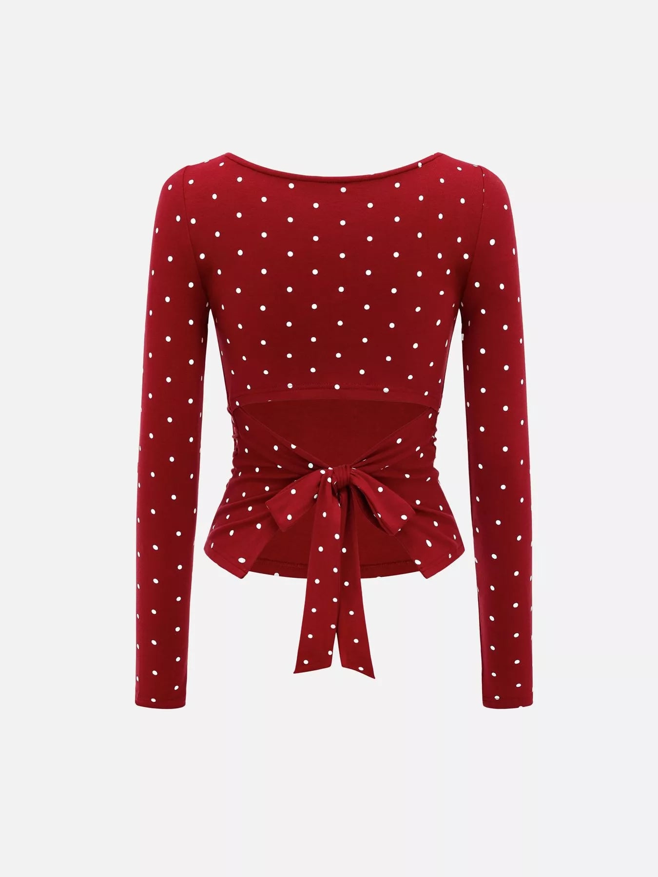 Long Sleeve Polka Dot Tie Back T-Shirt