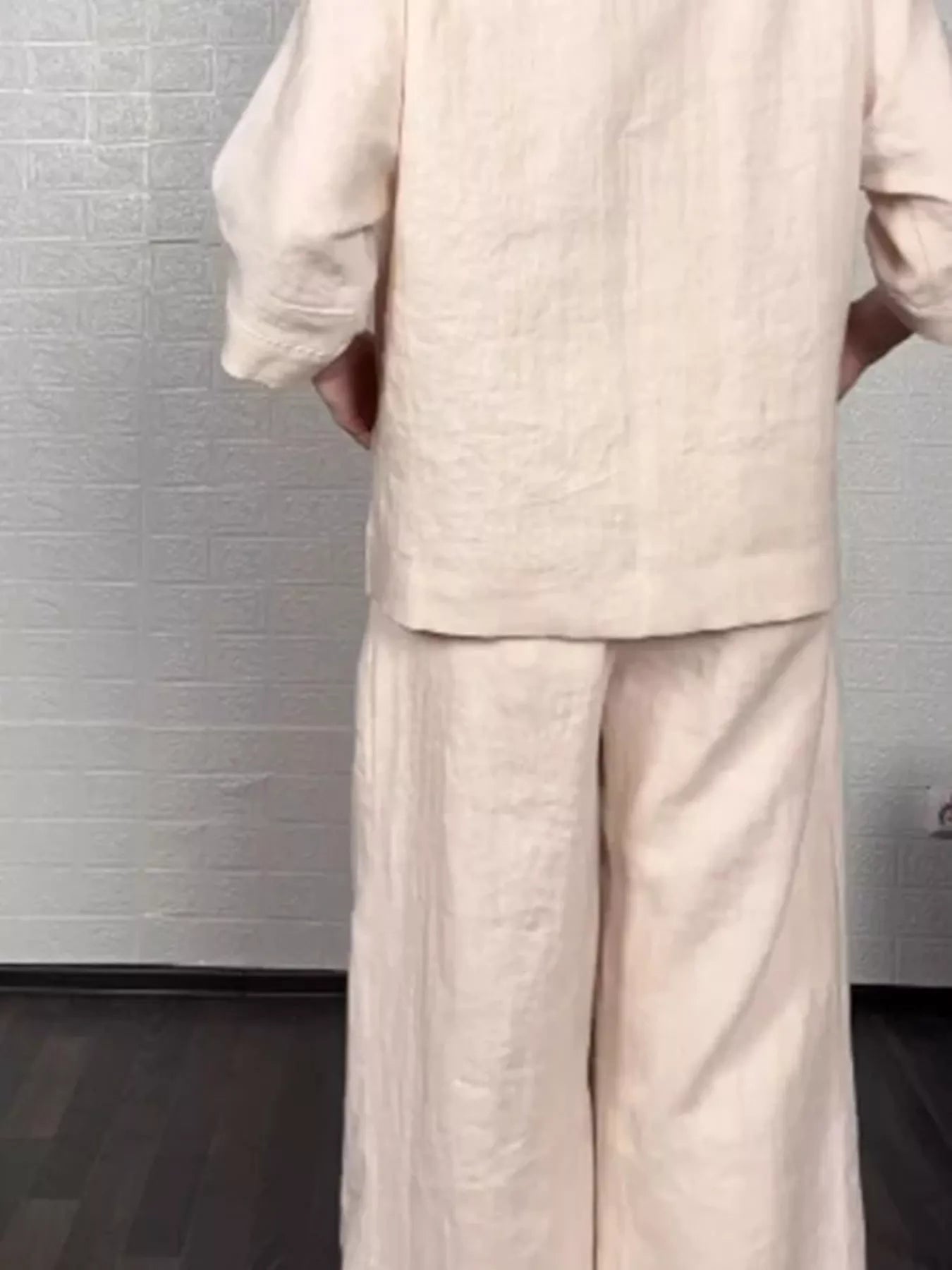Full Size V-Neck Long Sleeve Top and Pants Set Plus Size