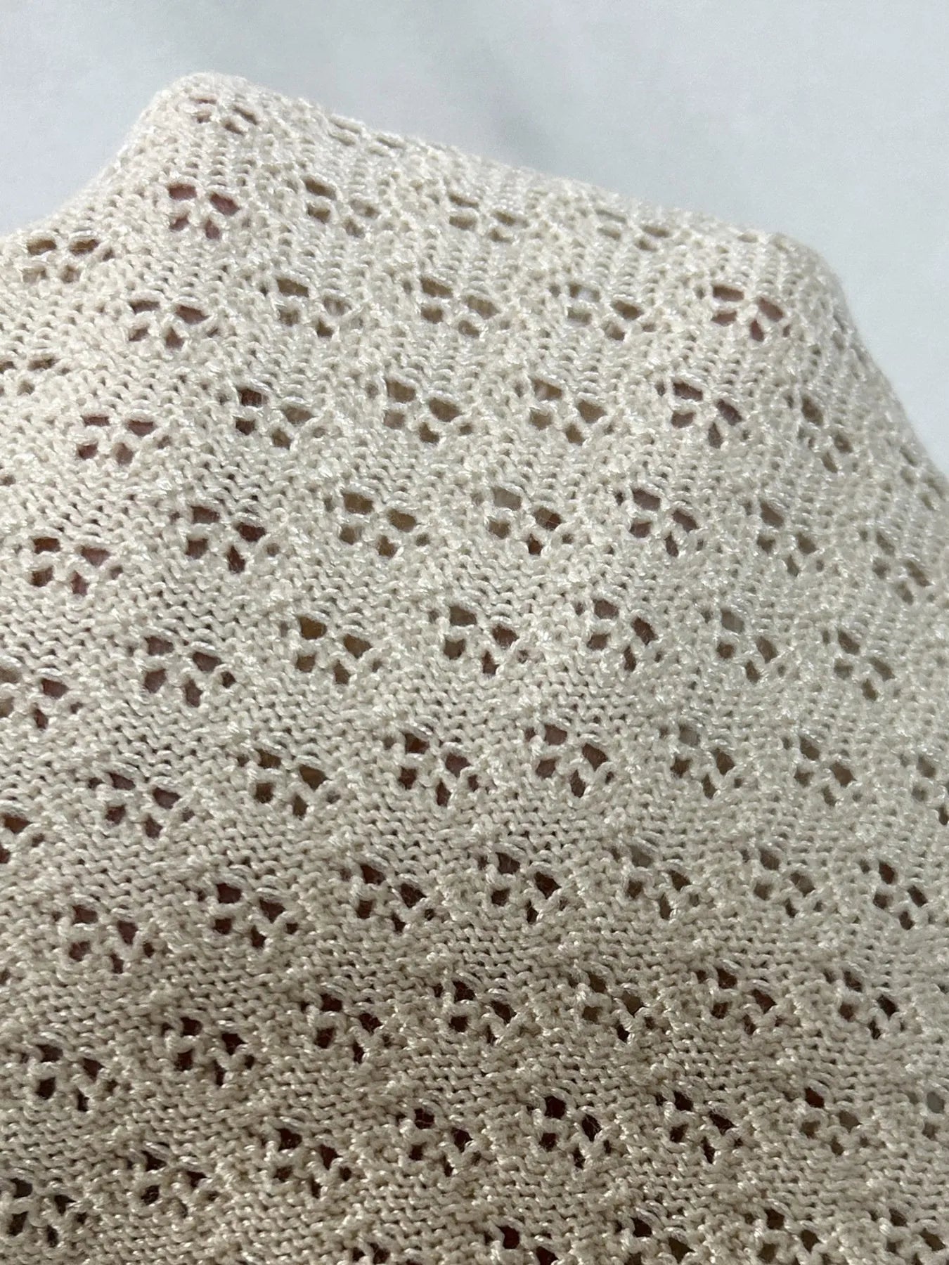 Openwork Button Up Top and Skirt Sweater Set