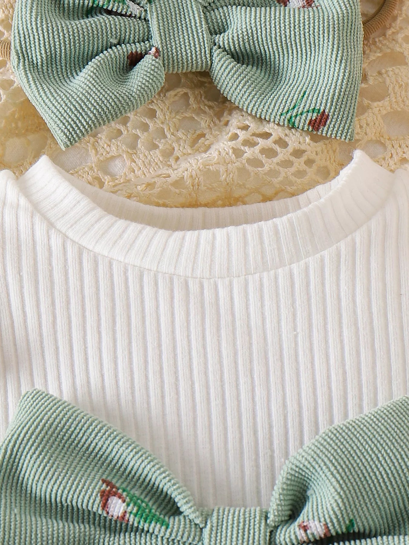 Children's Bow Ribbed Knit Dress & Headband & Socks Set