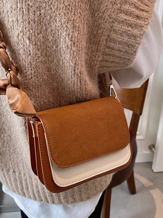 Color Block Flap Crossbody Bag