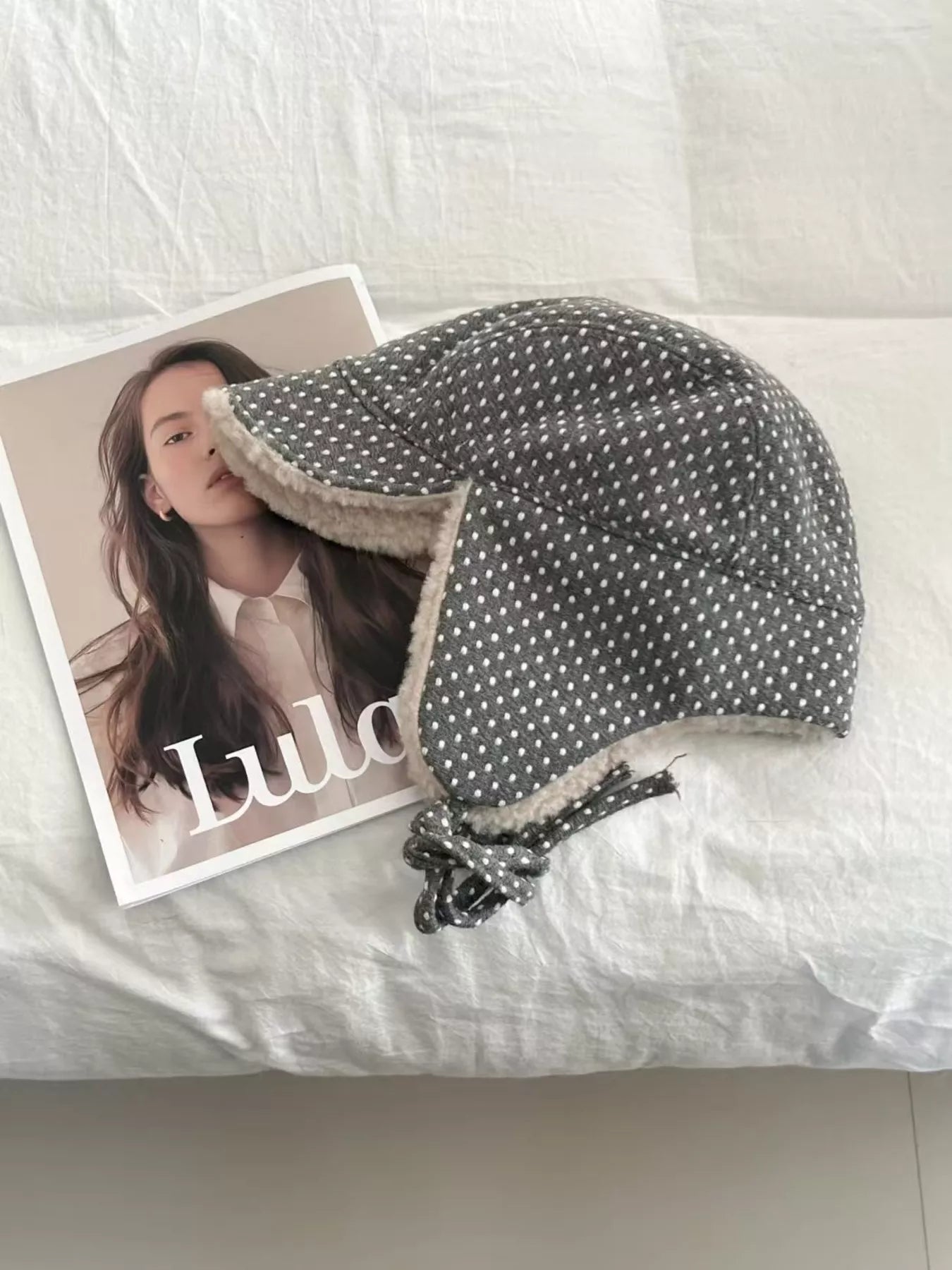 Polka Dot Fleece-Lined Hat