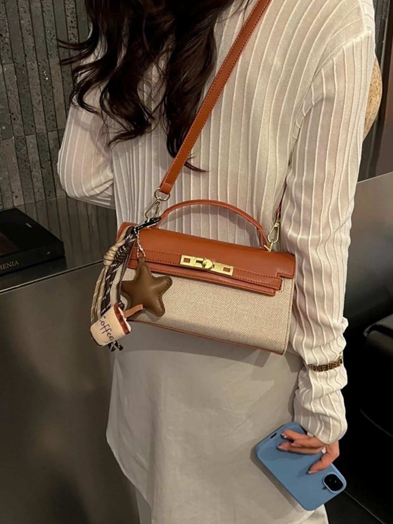 Two-Tone Flap Crossbody Bag