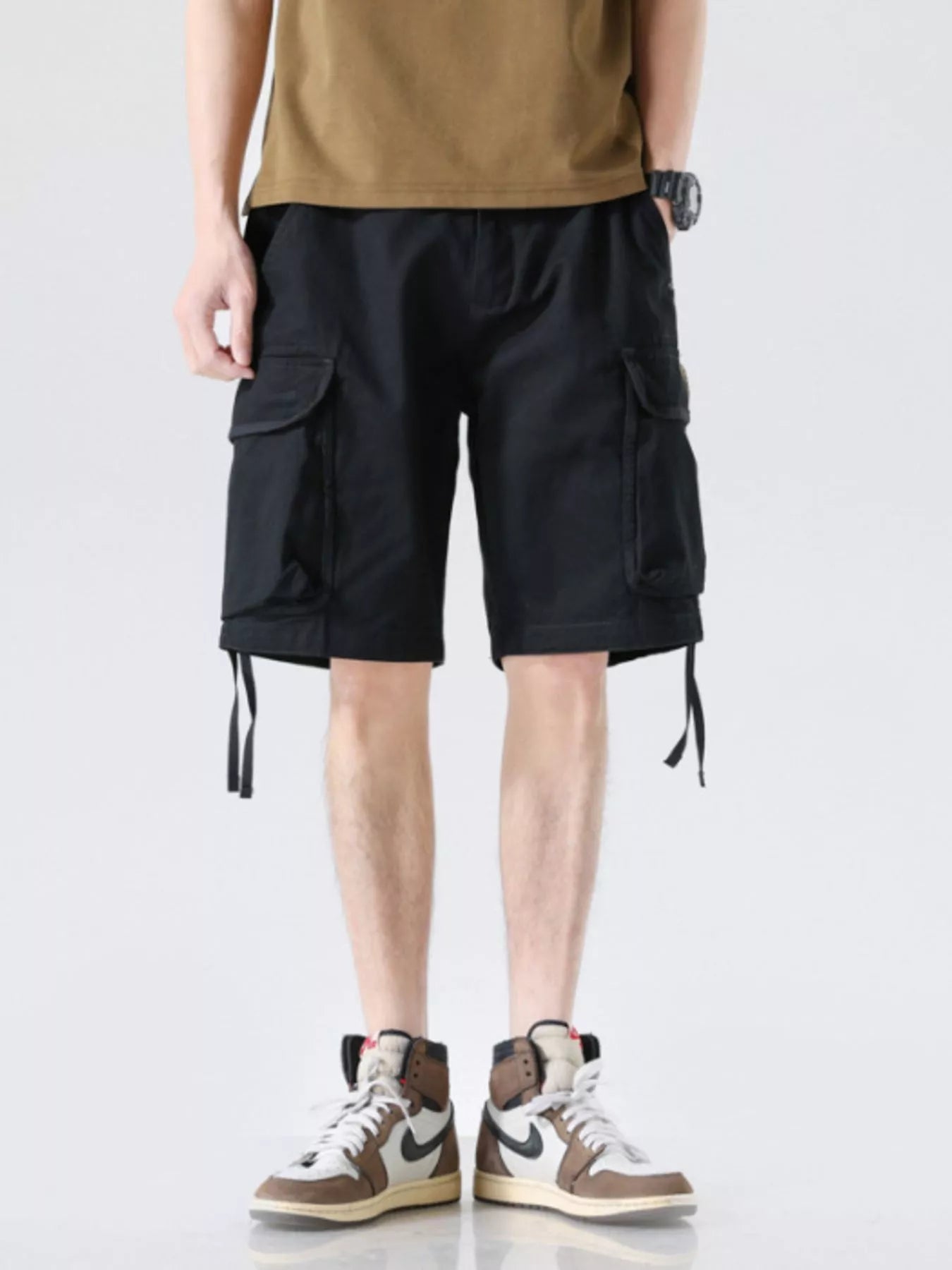 Men's Drawstring Wide Leg Cargo Shorts