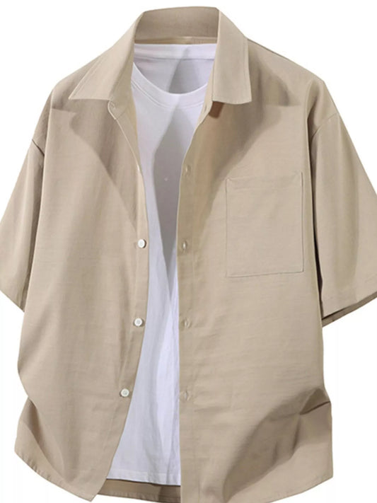 Men's Plus Size Casual Short Sleeve Button-Down Shirt