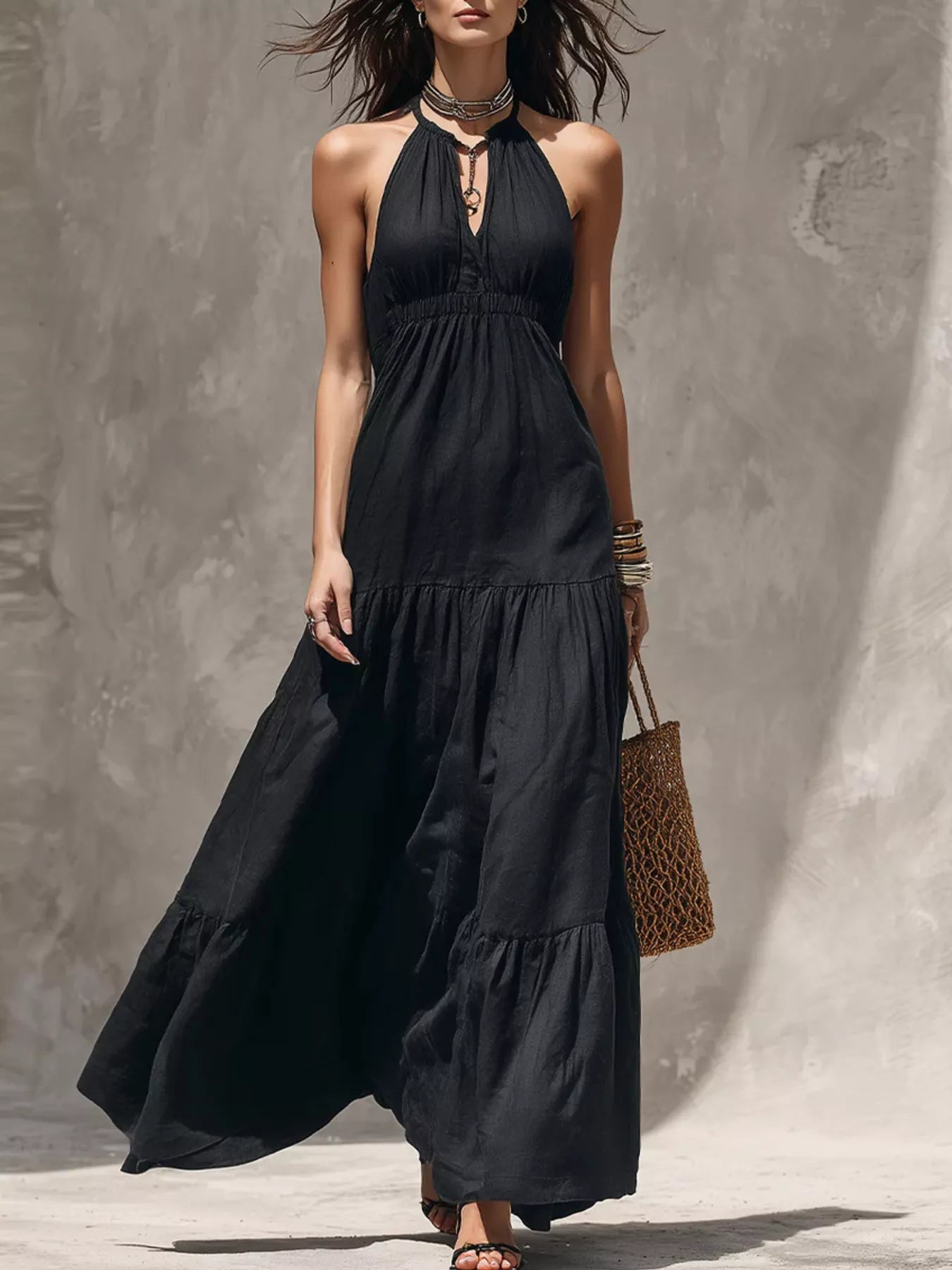 Sleeveless Tiered Maxi Dress
