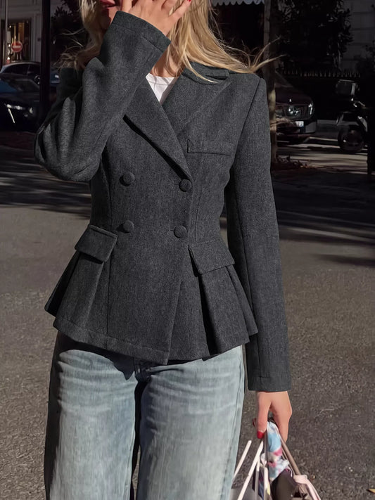 Double-Breasted Peplum Blazer