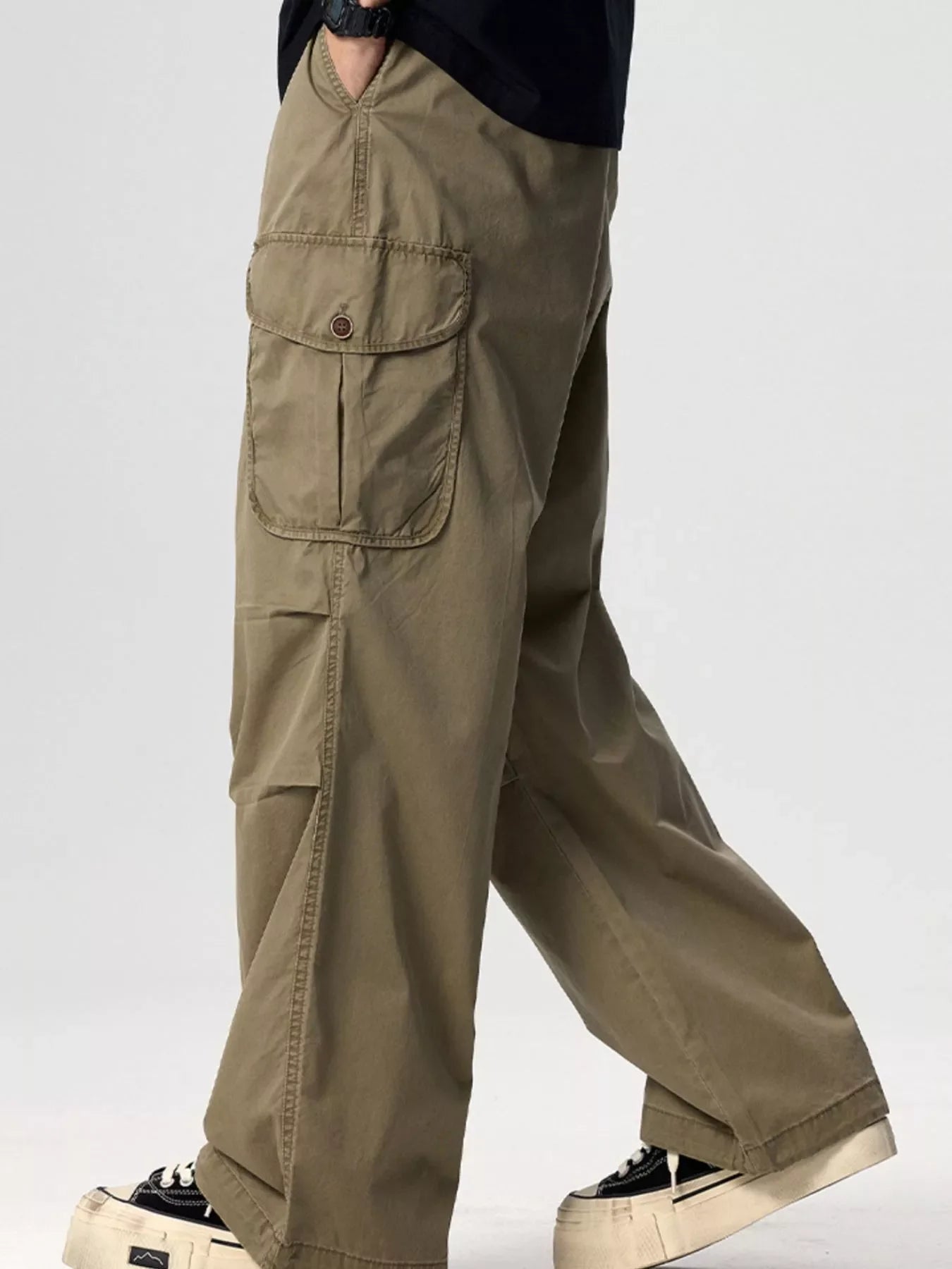 Men's Plus Size Drawstring Wide Leg Cargo Pants