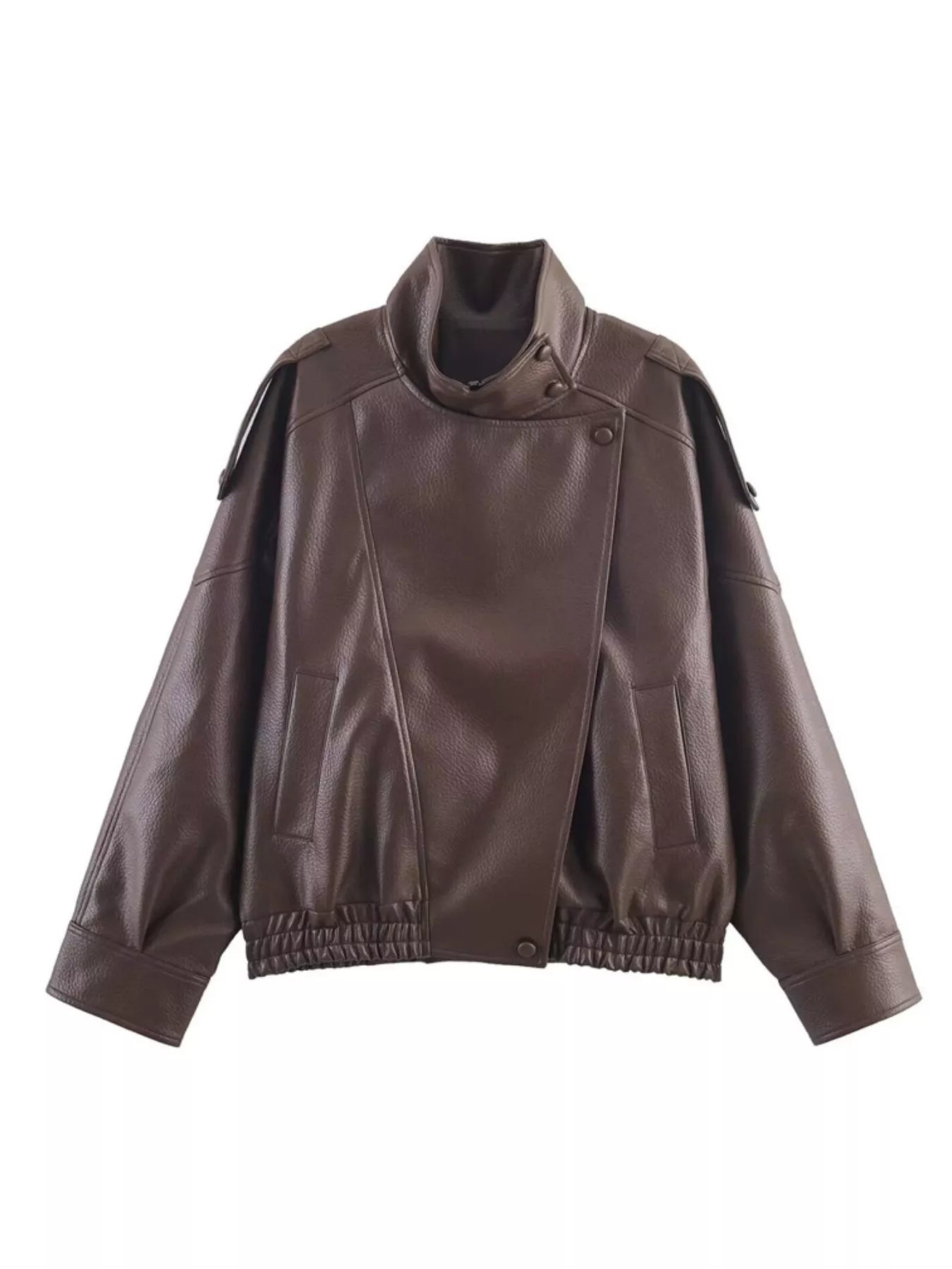 Asymmetrical Faux Leather Moto Jacket