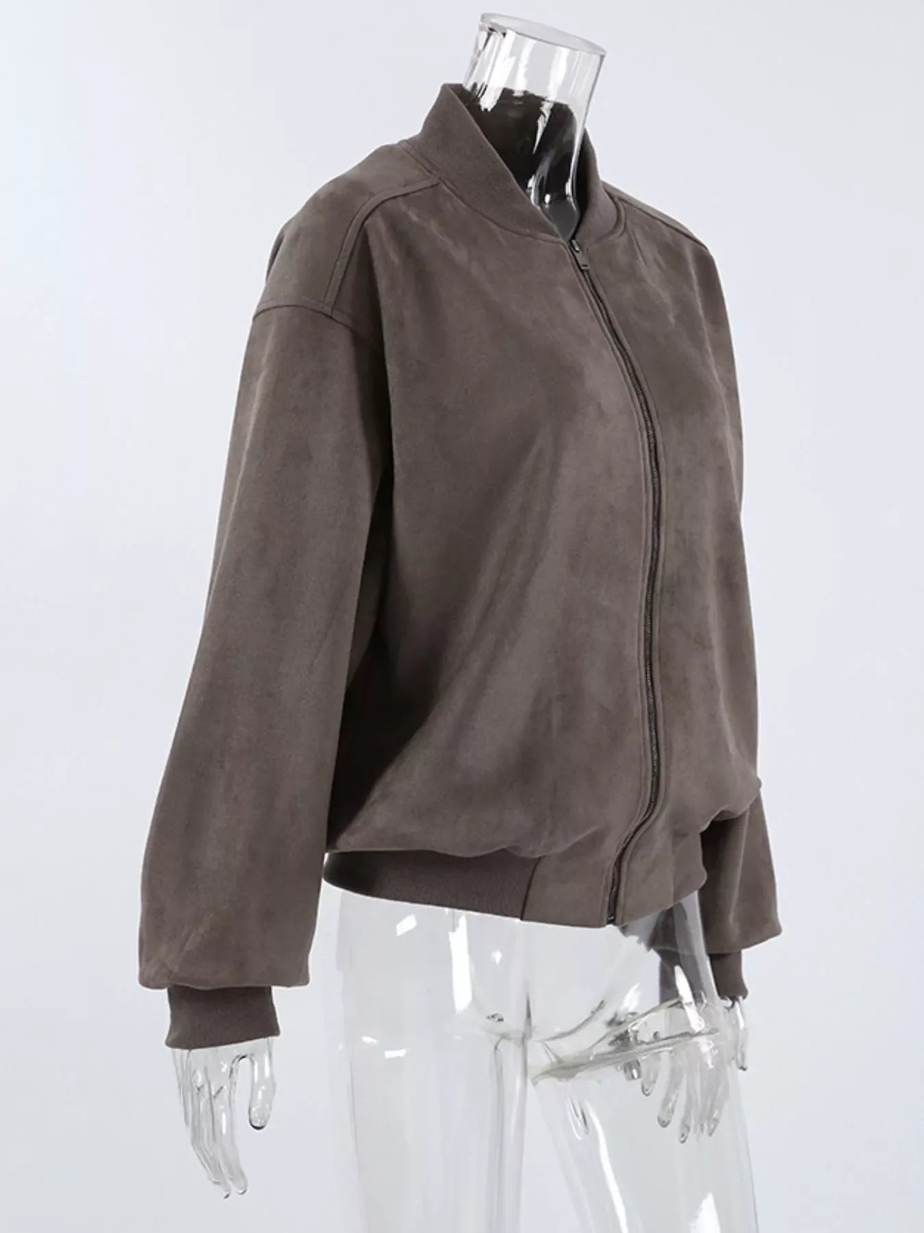 Zip Up Dropped Shoulder Jacket