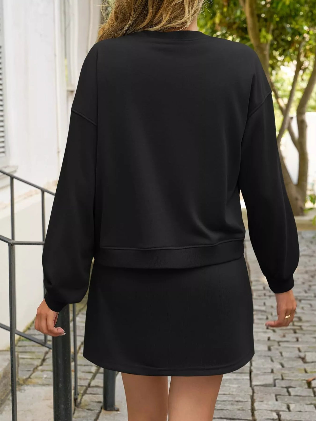 Long Sleeve Sweatshirt and Split Skort Set
