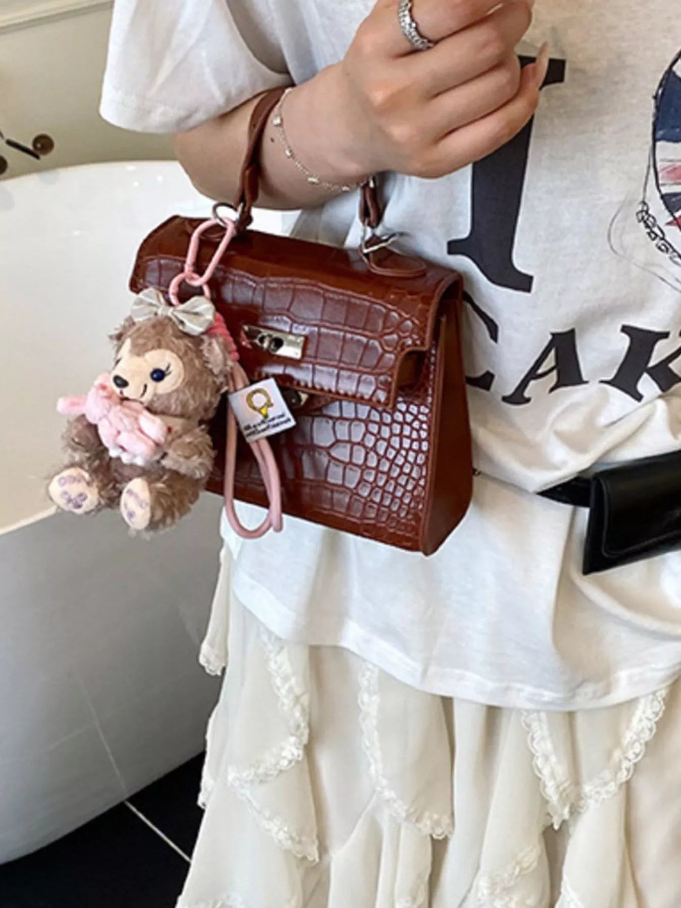 Crocodile-Embossed Handbag