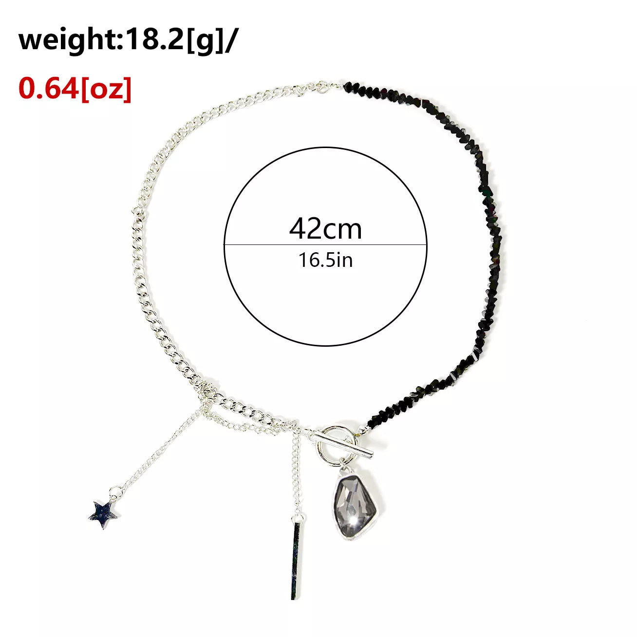 Gothic Punk Star Charm Toggle Necklace