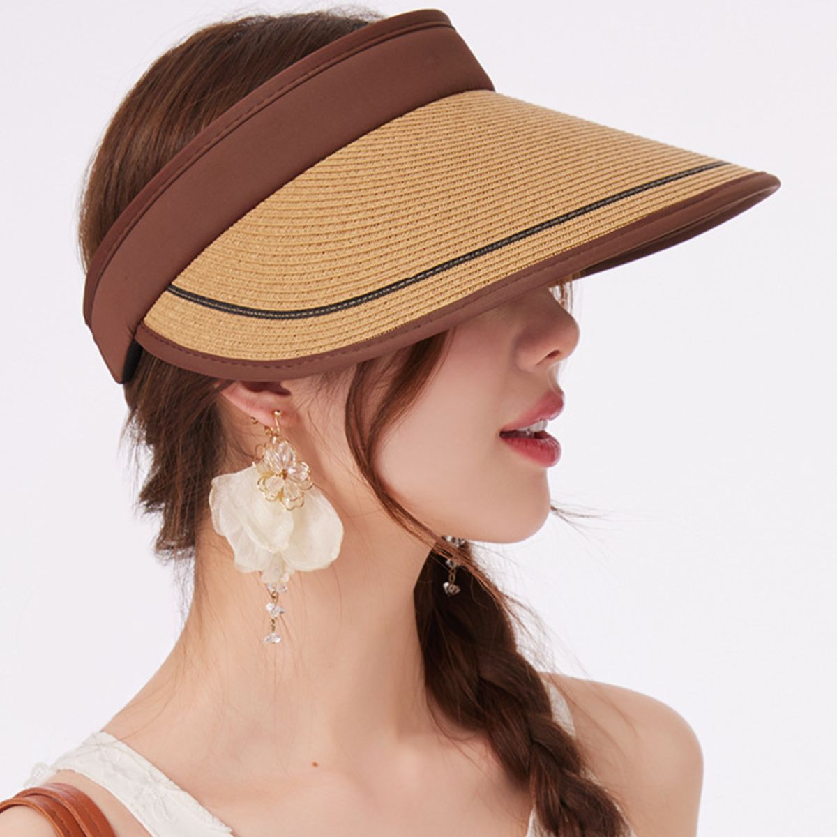 Wide Brim Straw Visor Hat