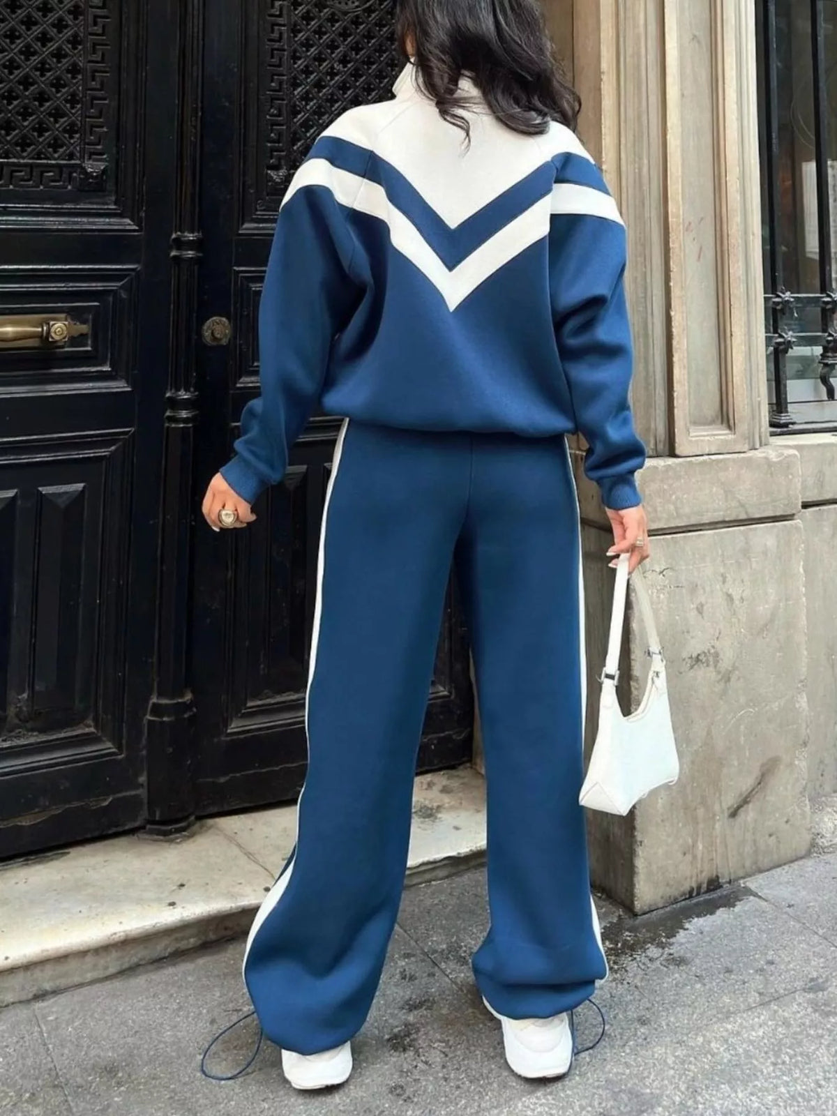 Color Block Zip-Up Outerwear and Pants Set