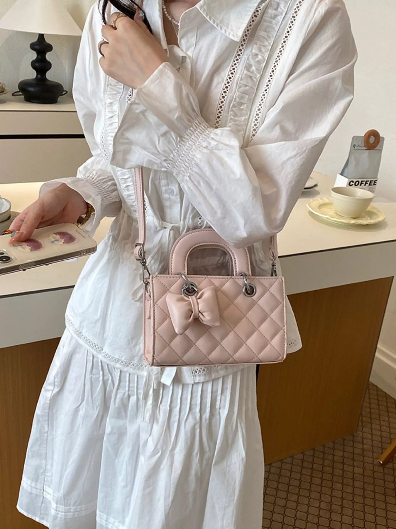 Quilted Bow Crossbody Bag