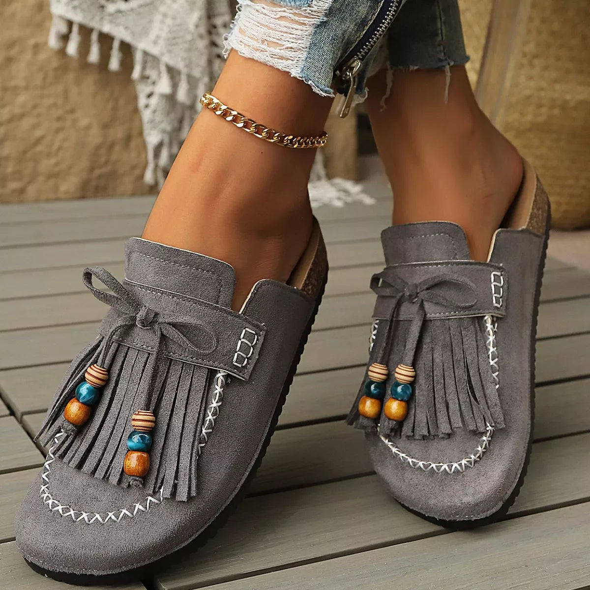 Tassel Round Toe Slip-Ons