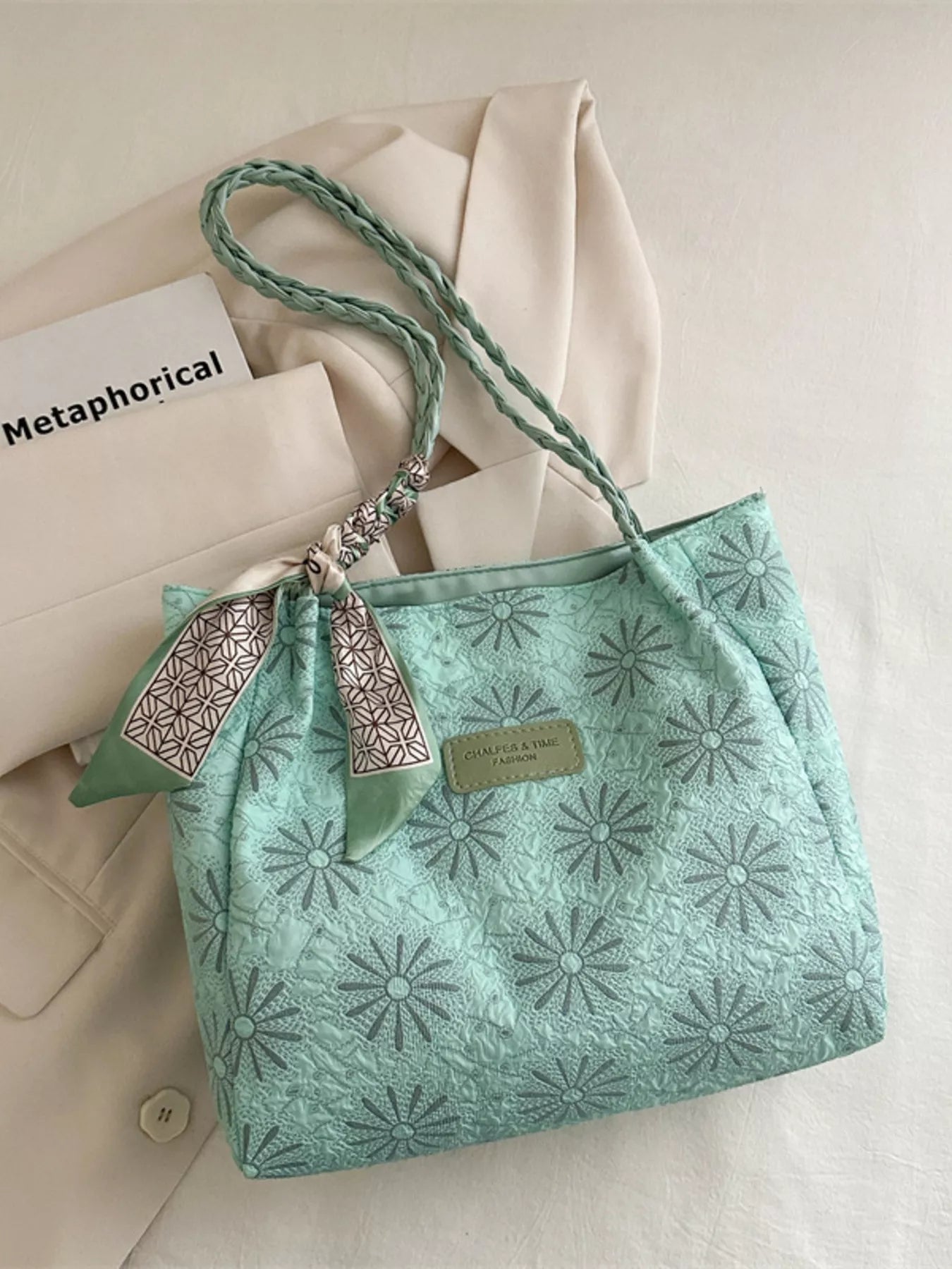 Braided Handle Tote Bag