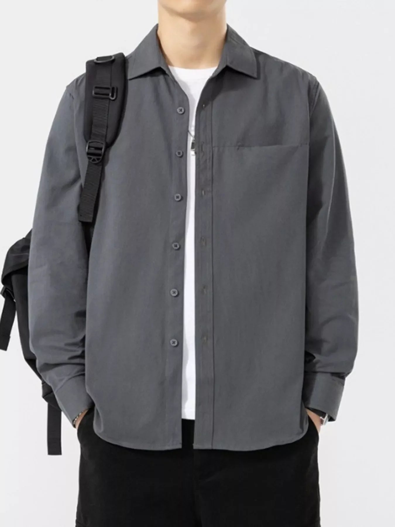 Men's Plus Size Button Up Long Sleeve Shirt