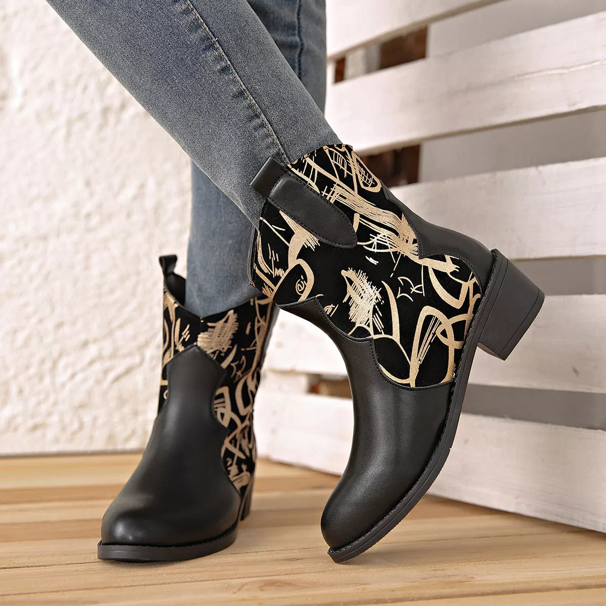 Point Toe Block Heels Boots