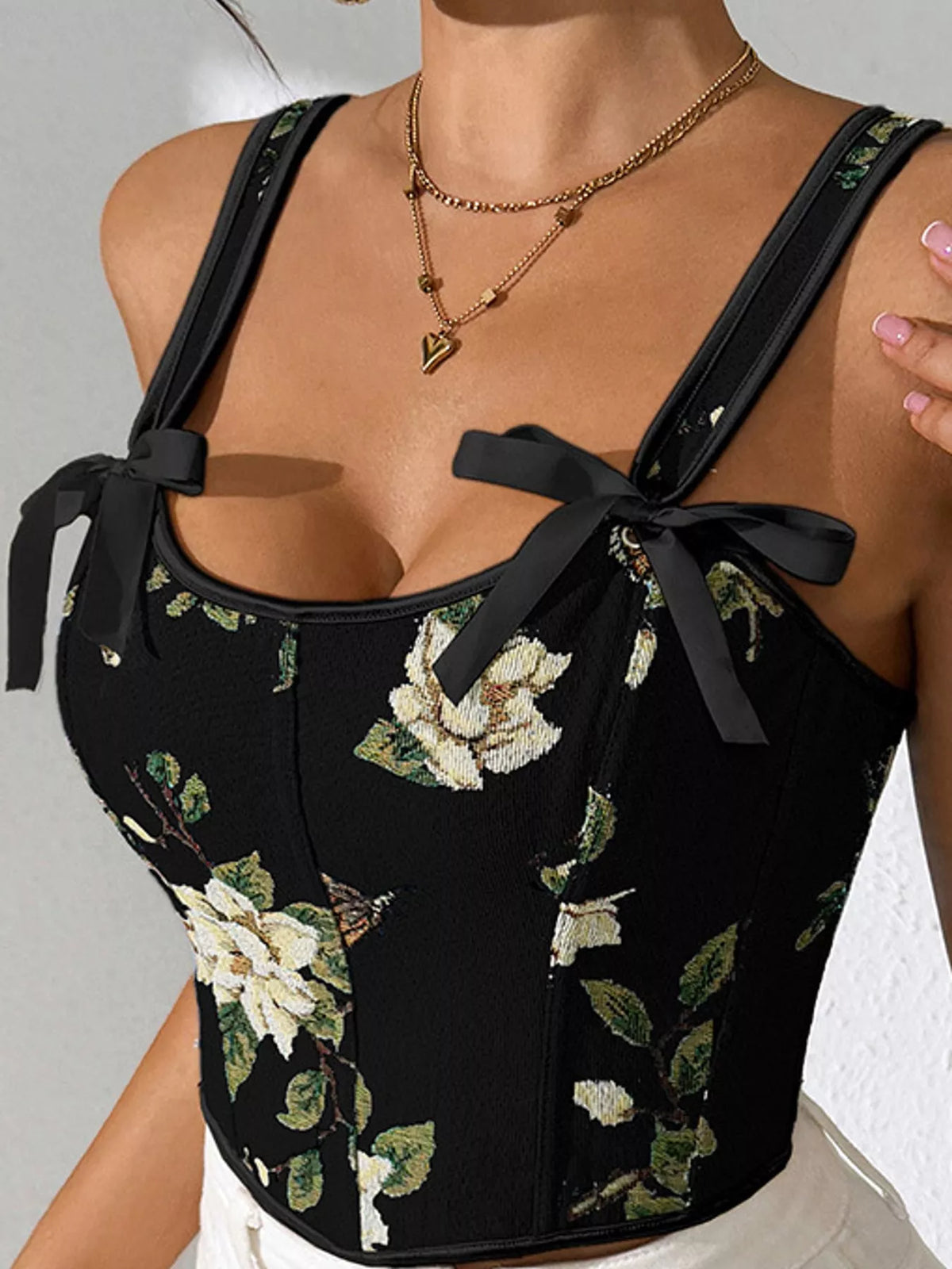 Floral Lace Up Back Tank