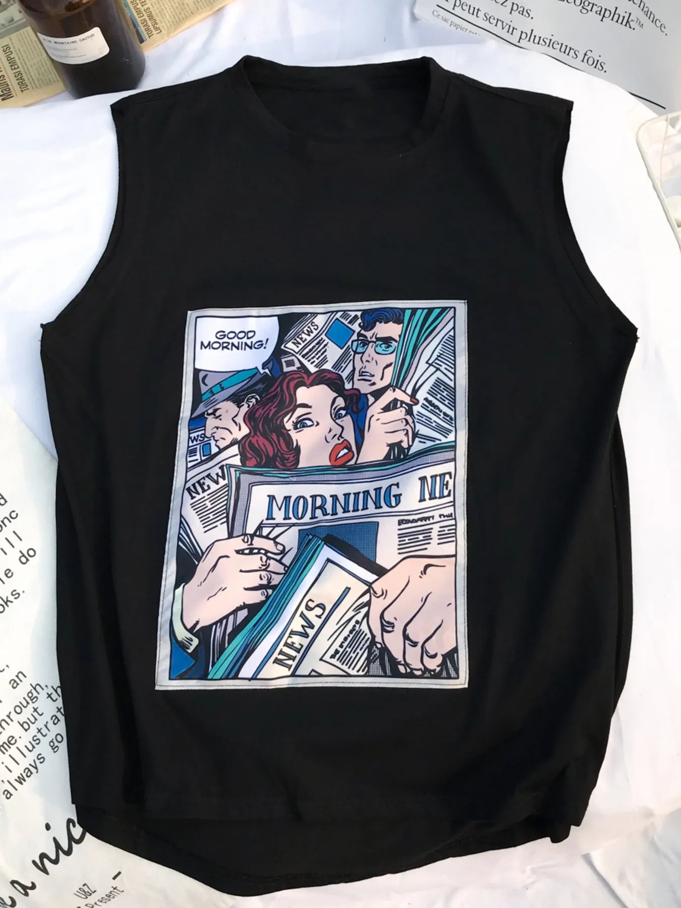 Men's Comic Print Sleeveless Tank Top