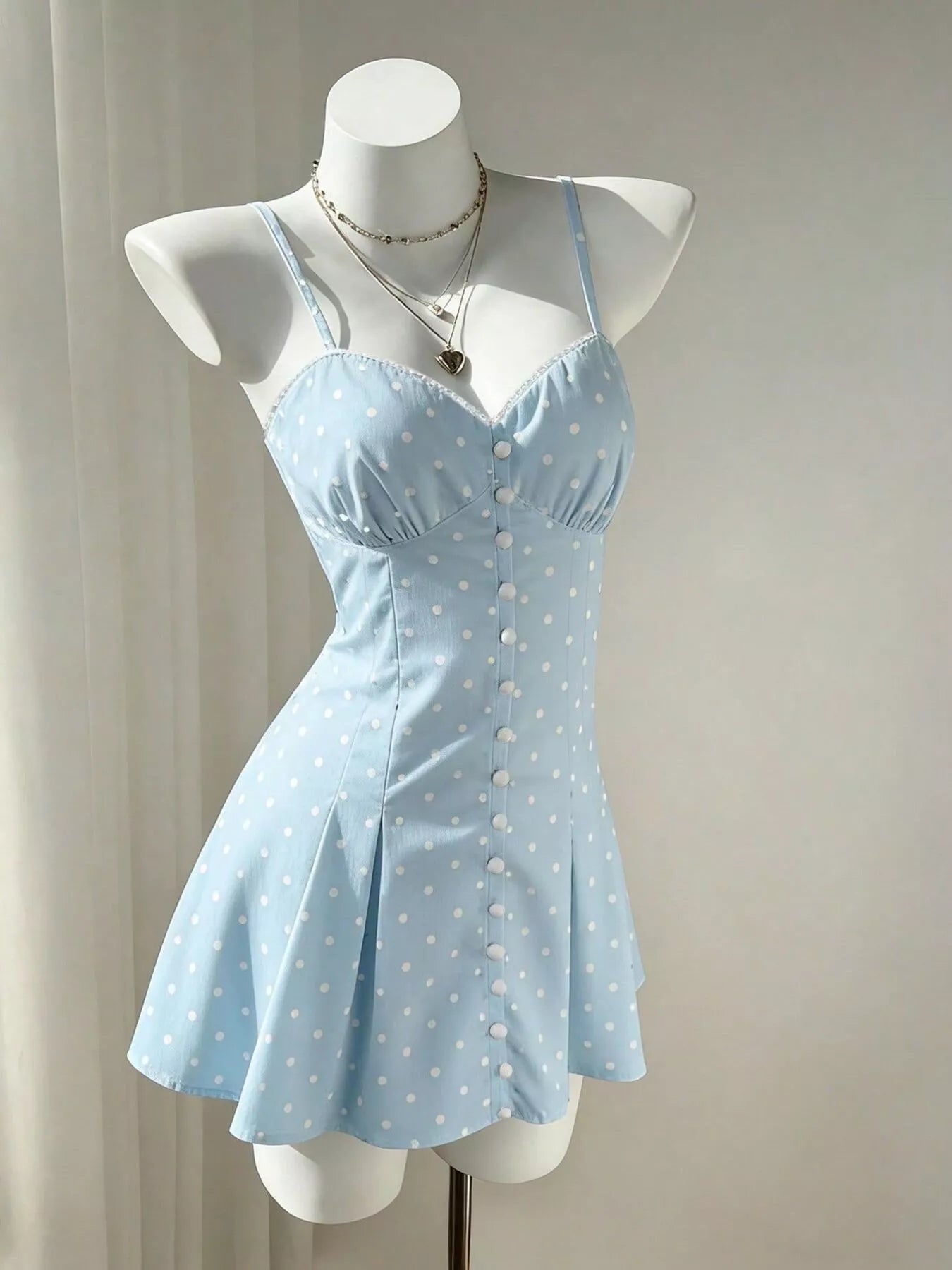 Polka Dot Spaghetti Strap Mini Dress