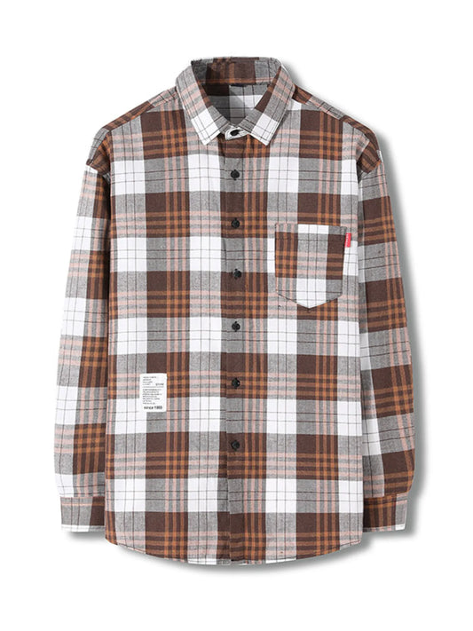 Men's Plus Size Classic Plaid Long Sleeve Shirt