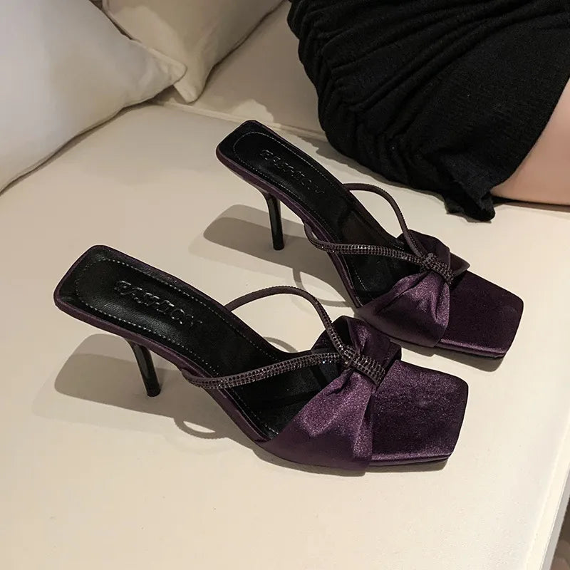 Rhinestone Mid Heel Sandals