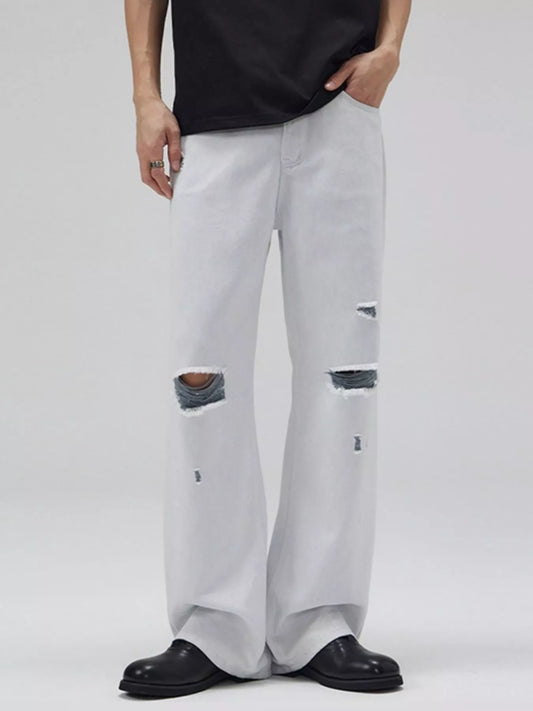 Men's Full Size Distressed Wide Leg Jeans Plus Size
