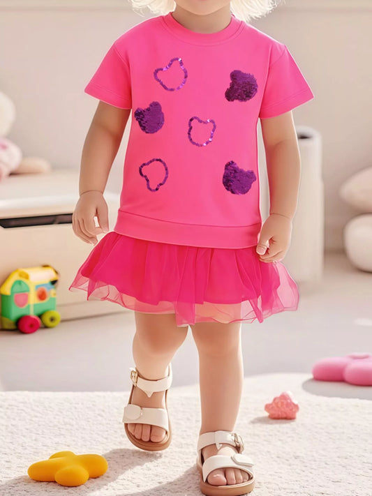 Children's Sequin Embellished Tulle Layered Dress