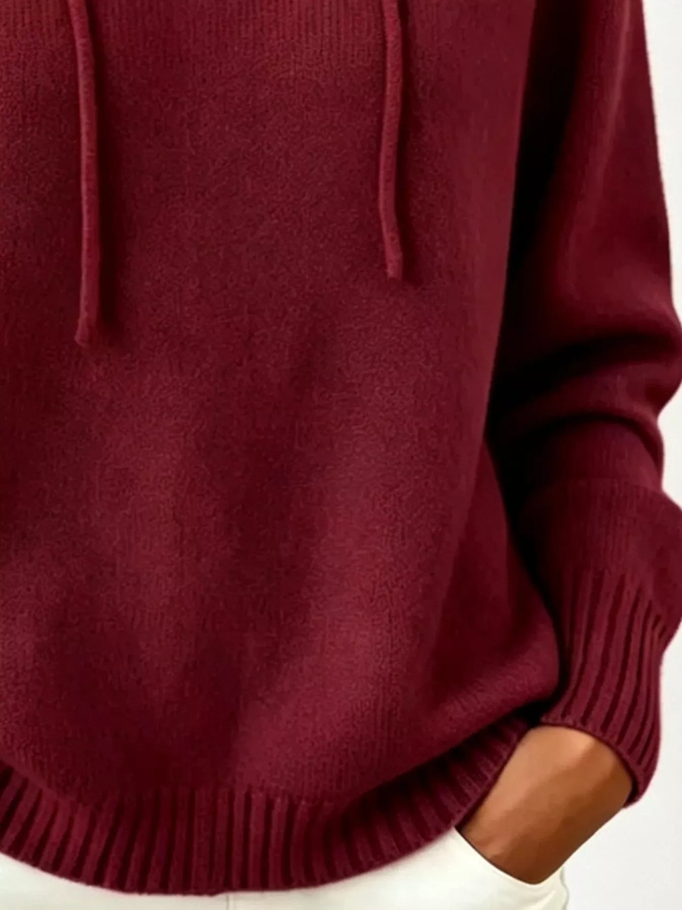 Cozy Ribbed Long‑Sleeve Hooded Sweater