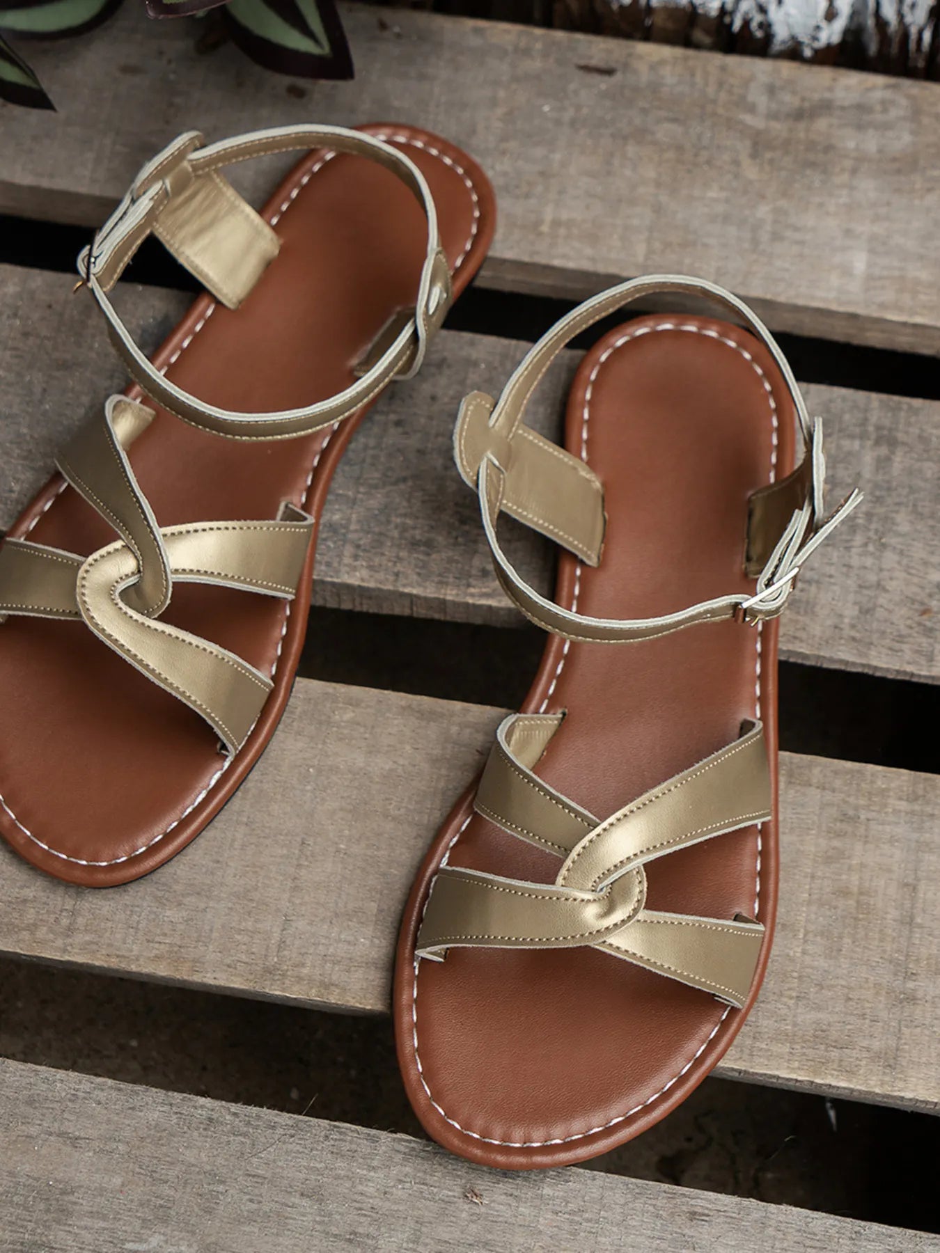 Strappy Flat Sandals with Ankle Buckle