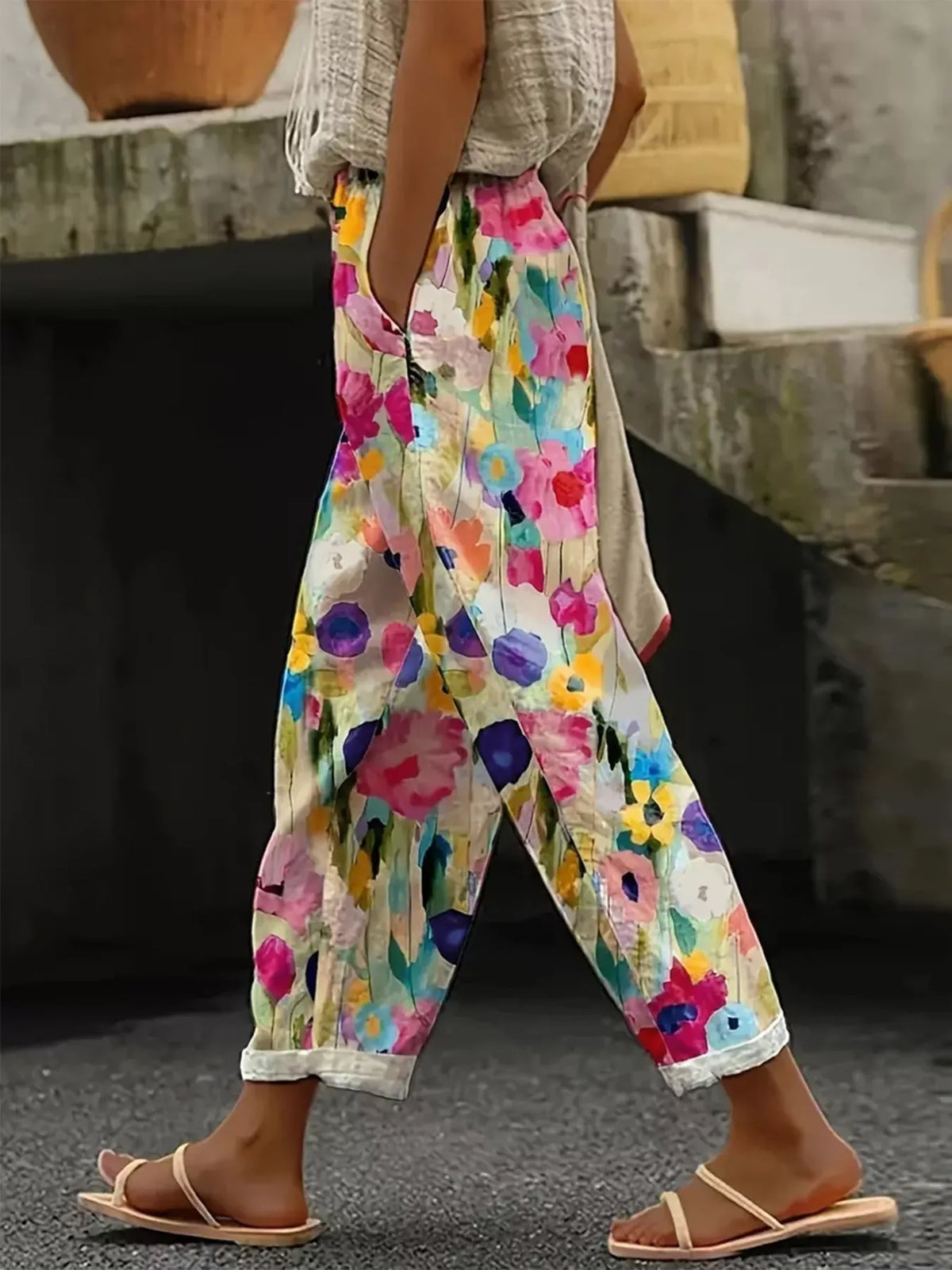 Floral Print Loose Casual Pants