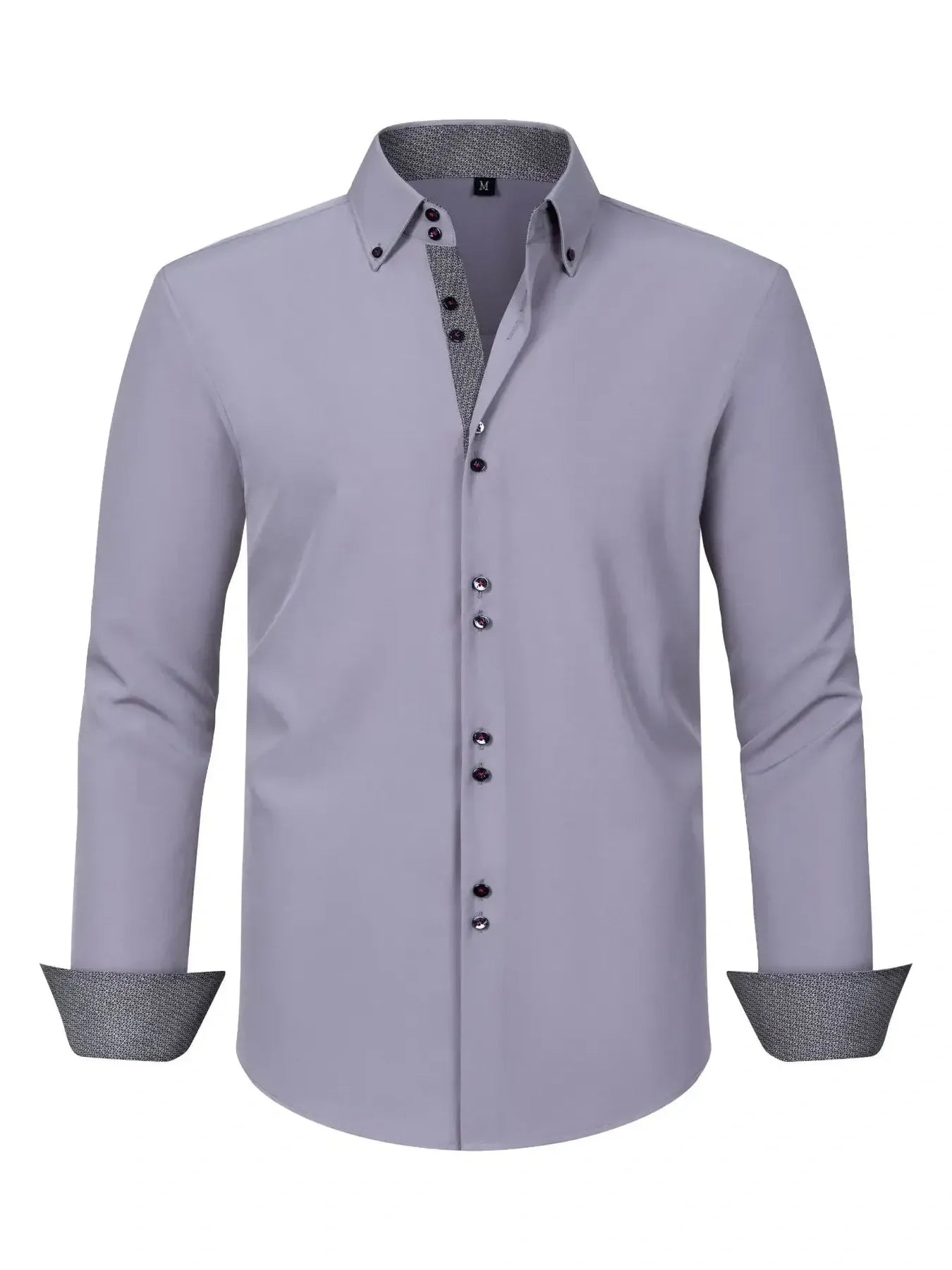 Men's Full Size Button-Down Casual Shirt with Contrast Cuffs Plus Size