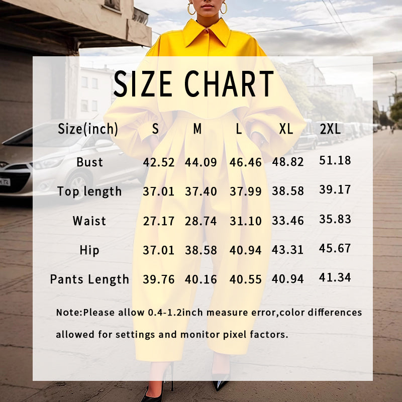 Women's Casual Work 2 Piece Set Bell Long Sleeve Shirt Harem Pant Outfits (See size chart where applicable)