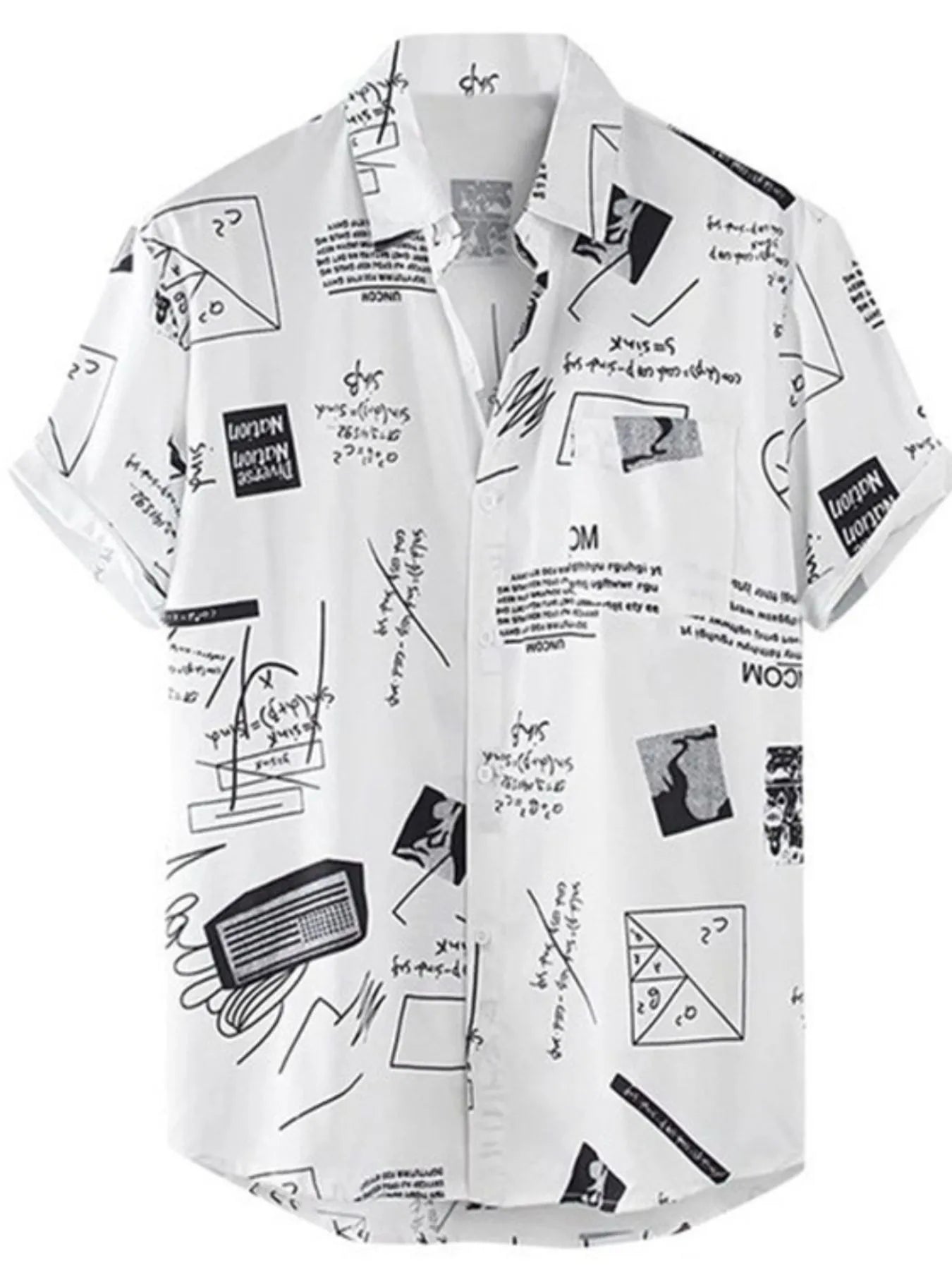 Men's Full Size Printed Button Up Short Sleeve Shirt Plus Size