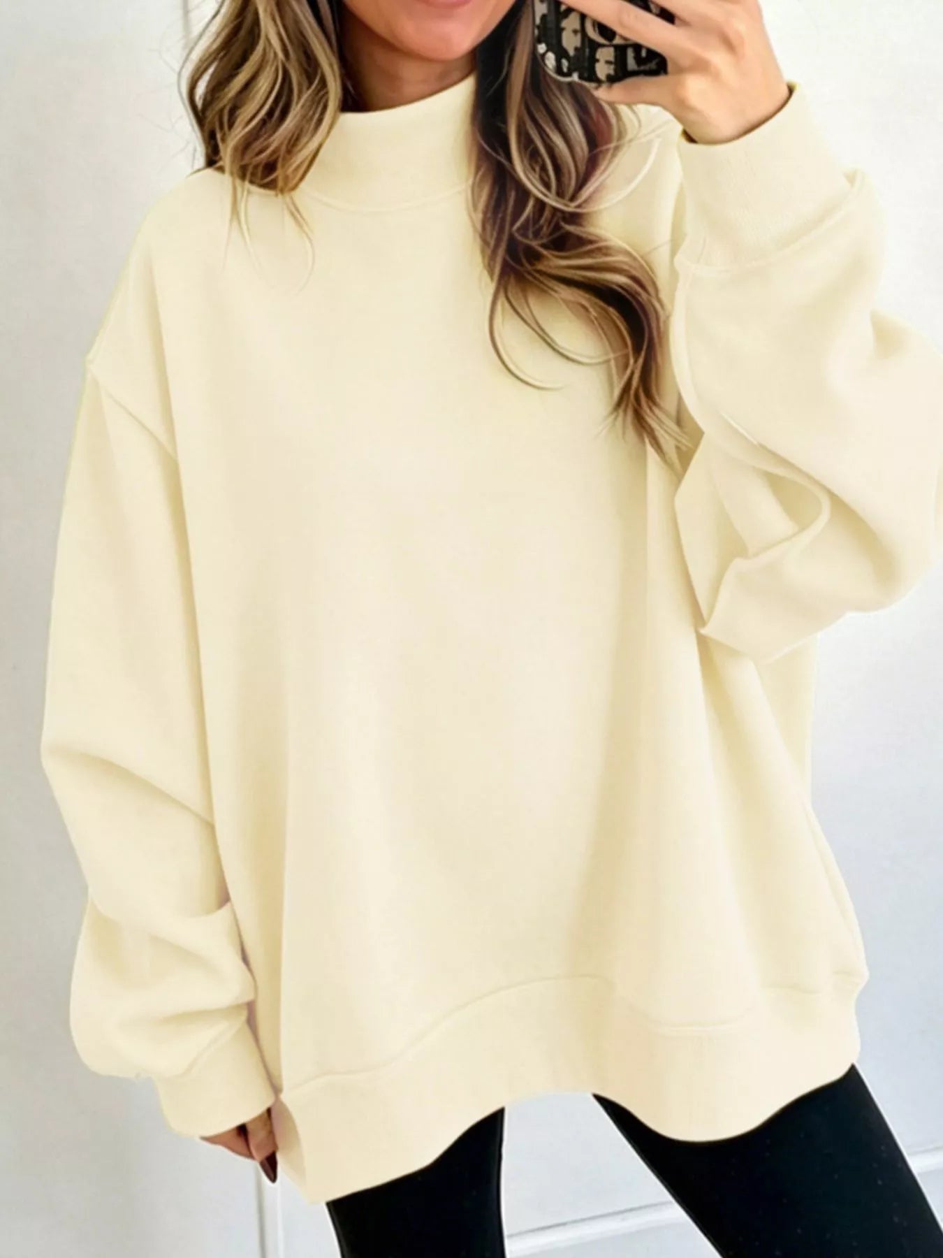 Mock Neck Dropped Shoulder Sweatshirt
