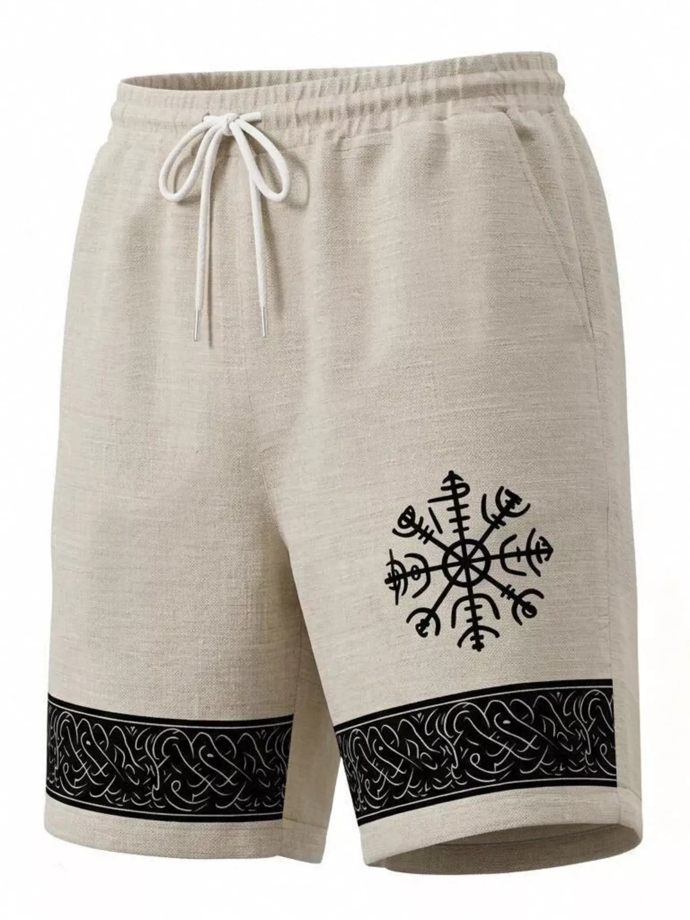 Men's Full Size Linen Blend Drawstring Shorts Plus Size