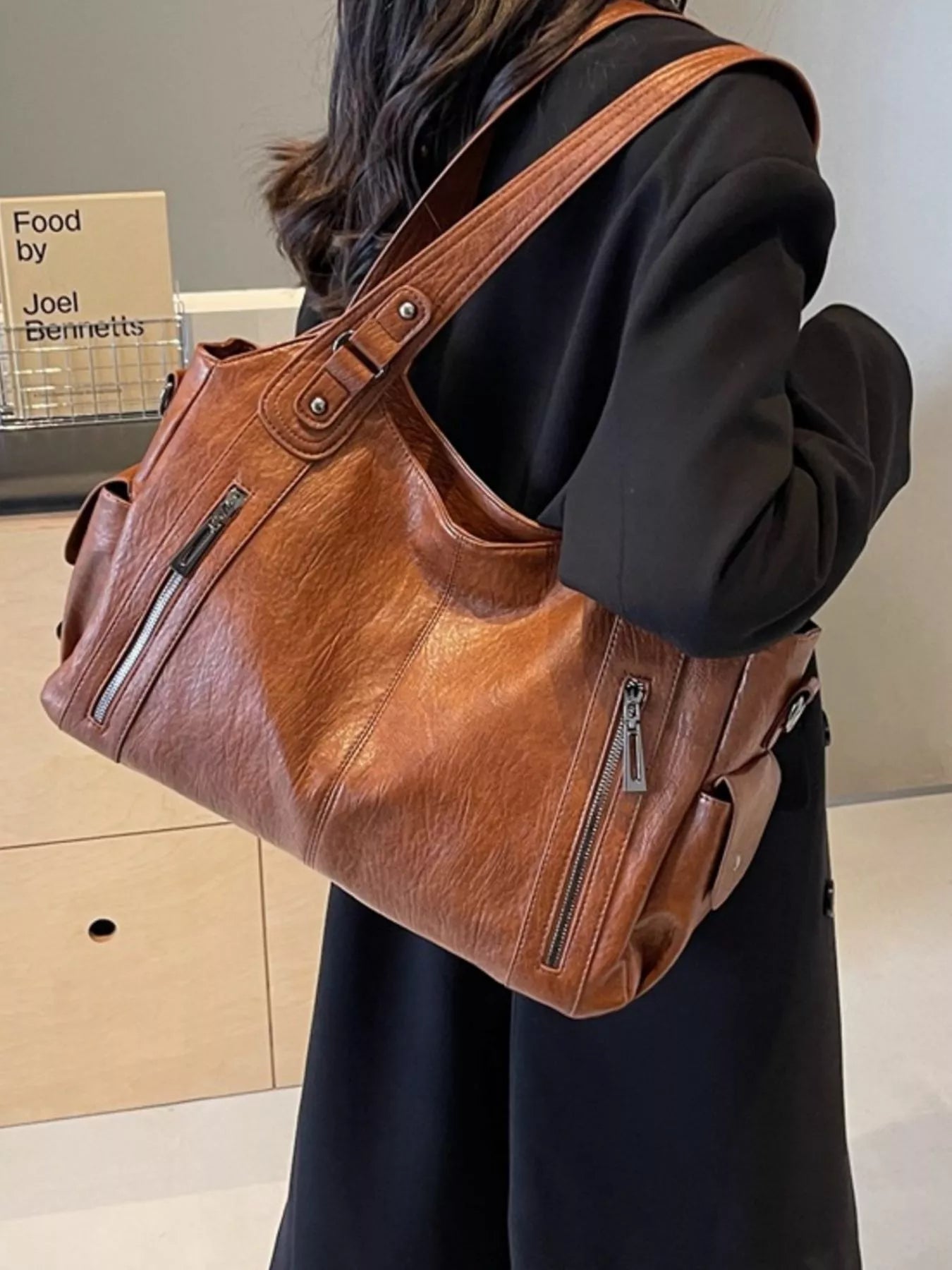 Vintage Style Zipper Front Handbag