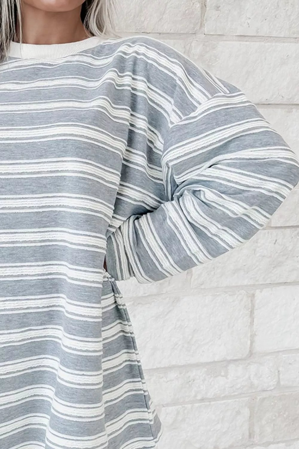 Striped Long Sleeve Oversized T-Shirt
