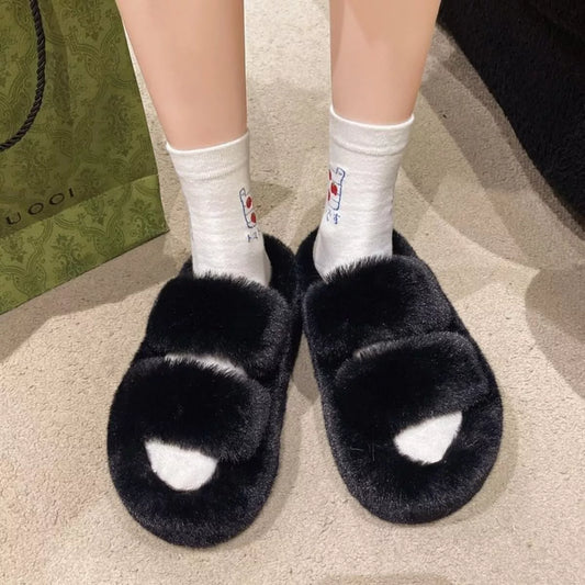 Fuzzy Open Toe Slippers
