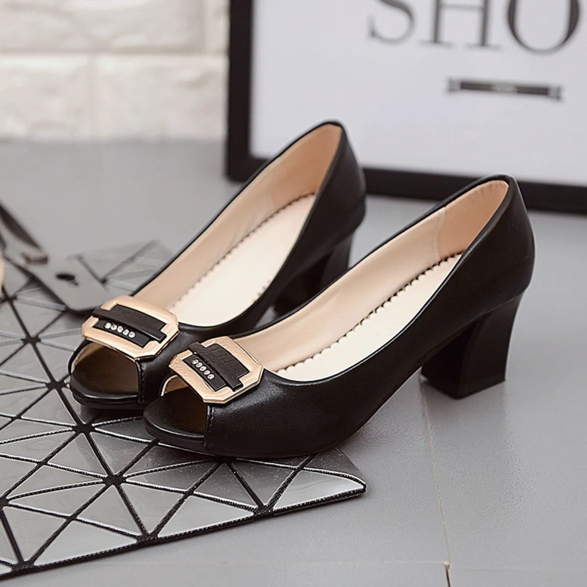 Peep Toe Block Heels Sandals