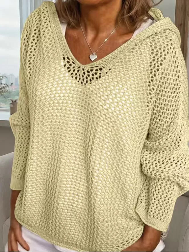 Loose Knit Hooded Cover Up