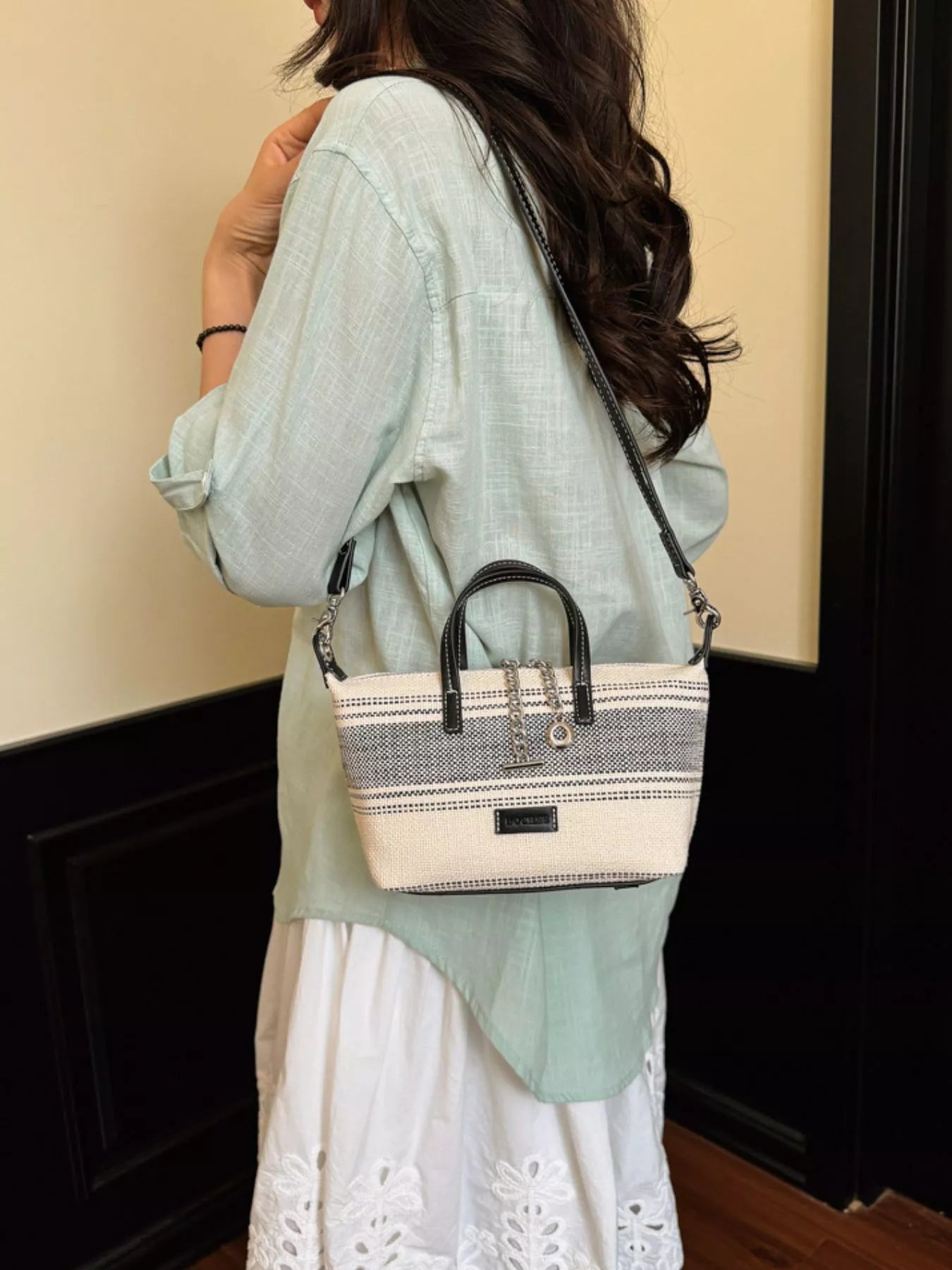 Striped Canvas Crossbody Bag